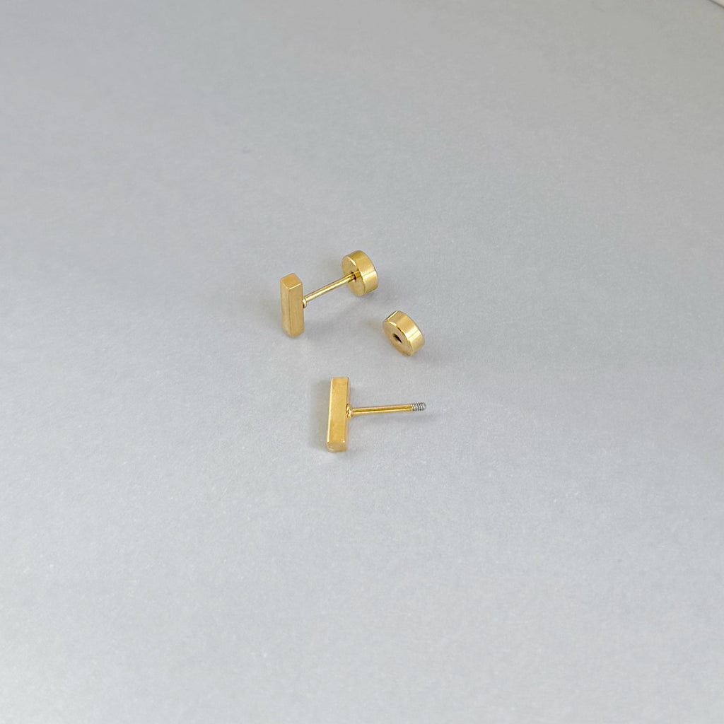 CASSIE DAINTY GOLD BAR STUD EARRINGS COMFORT FIT