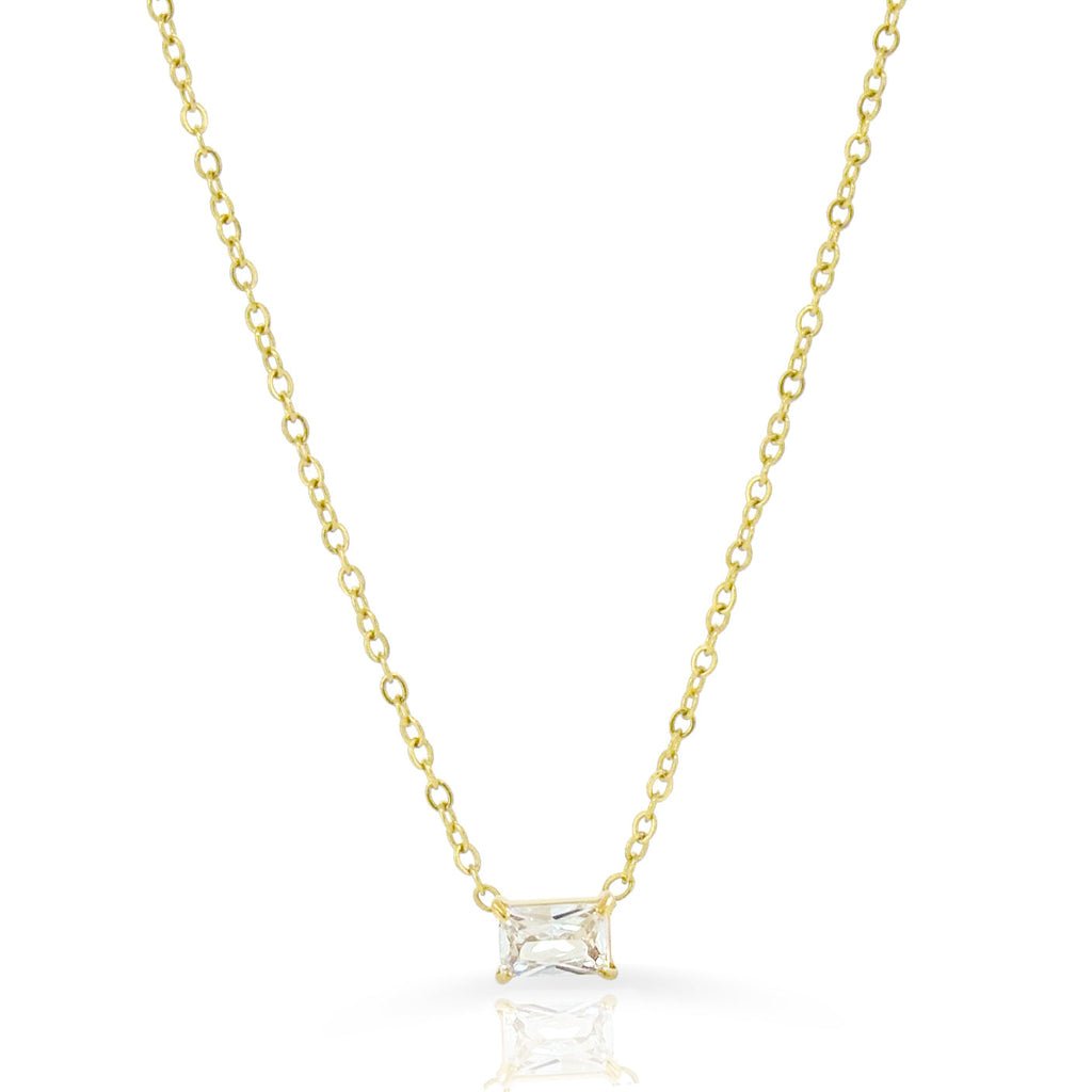 PEYTON GOLD DAINTY EMERALD CZ DIAMOND PENDANT NECKLACE