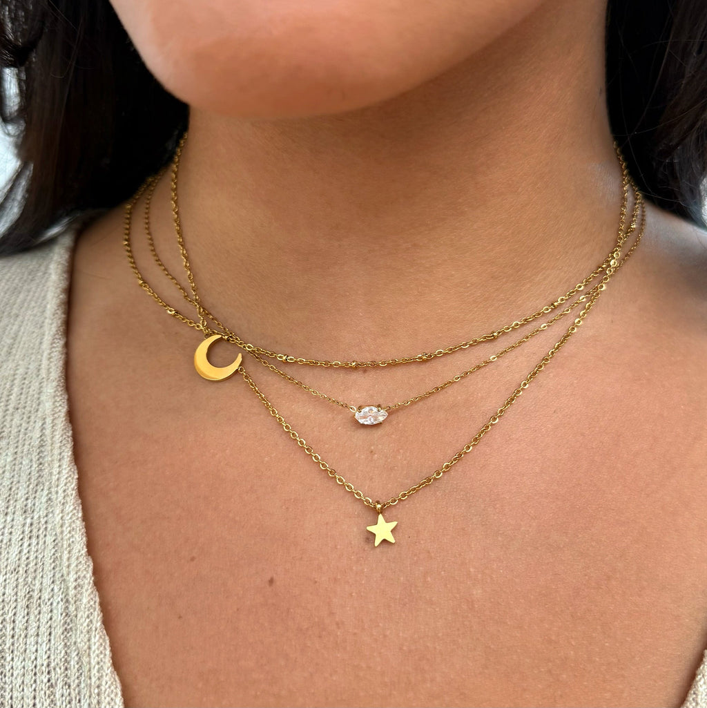 PHOEBE DAINTY GOLD MARQUIS CZ DIAMOND PENDANT NECKLACE