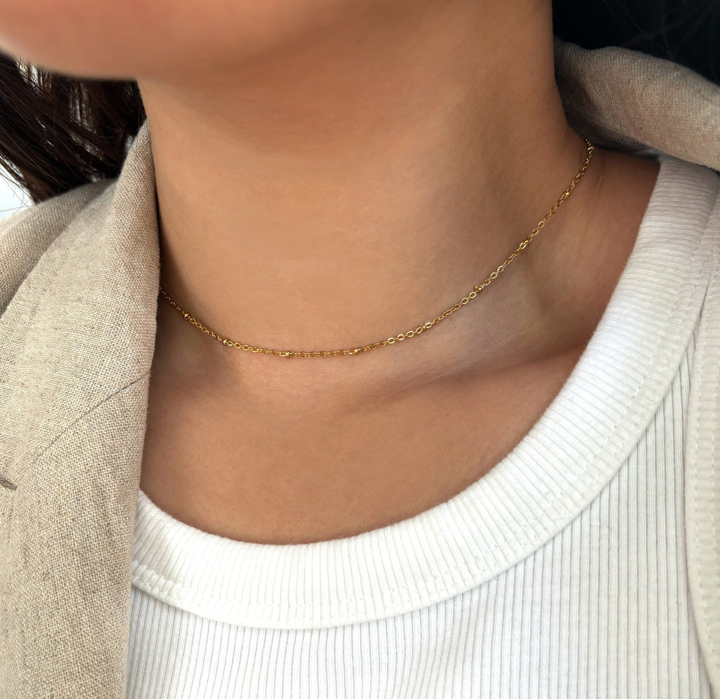 STARLET DAINTY THIN GOLD SATELLITE CHAIN NECKLACE