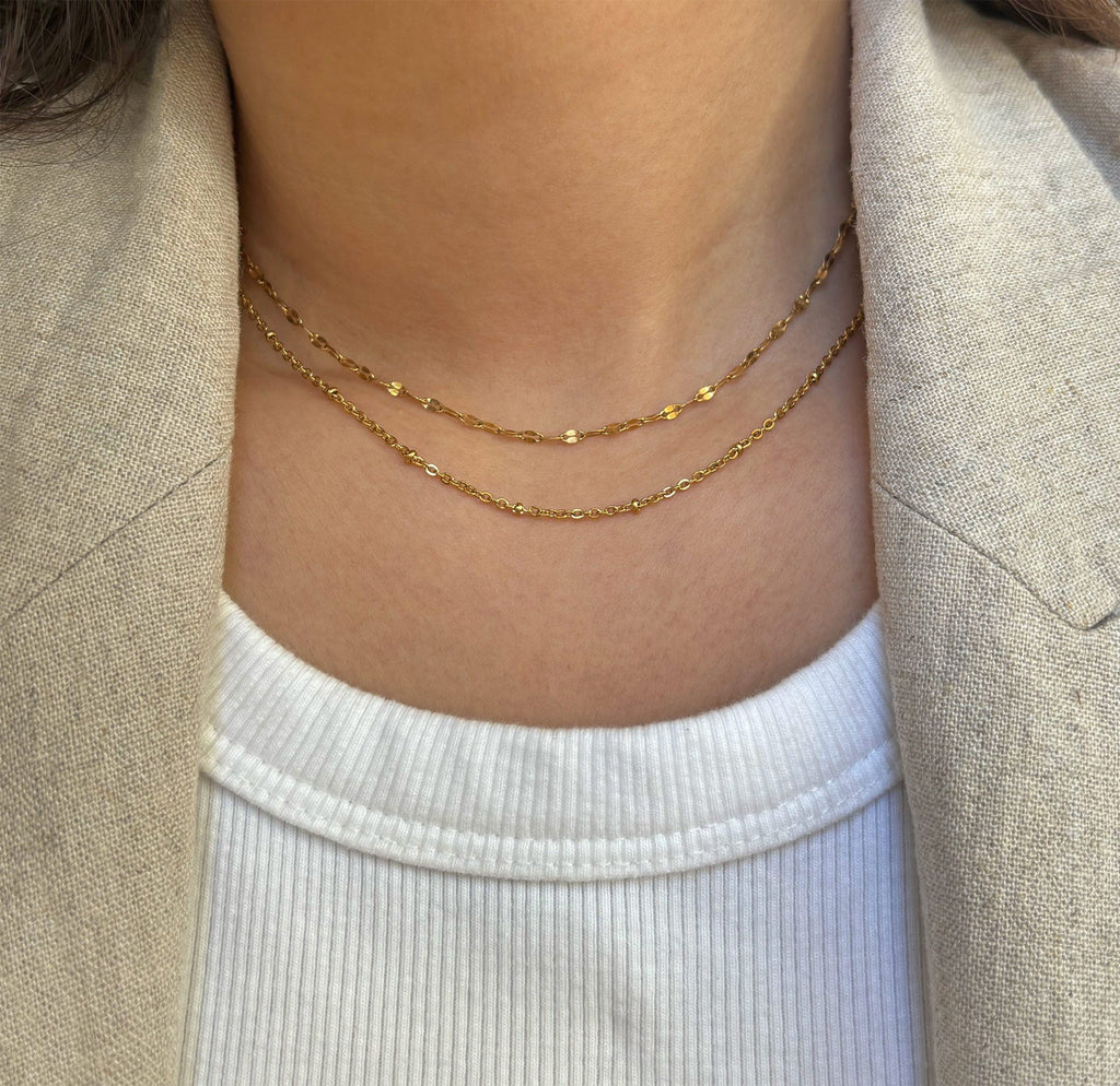 STARLET DAINTY THIN GOLD SATELLITE CHAIN NECKLACE