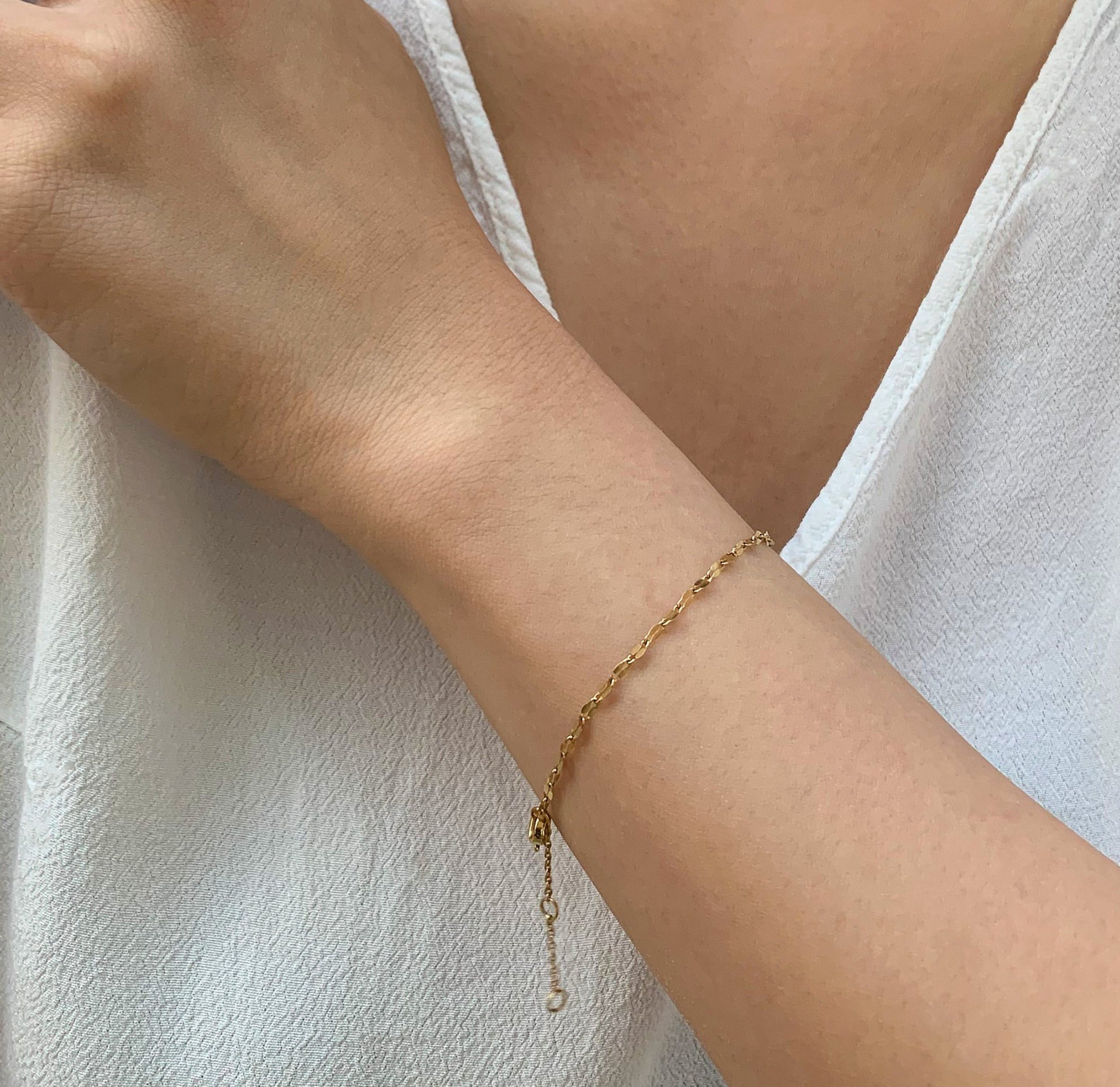 ELSIE GOLD DAINTY LACE CHAIN BRACELET
