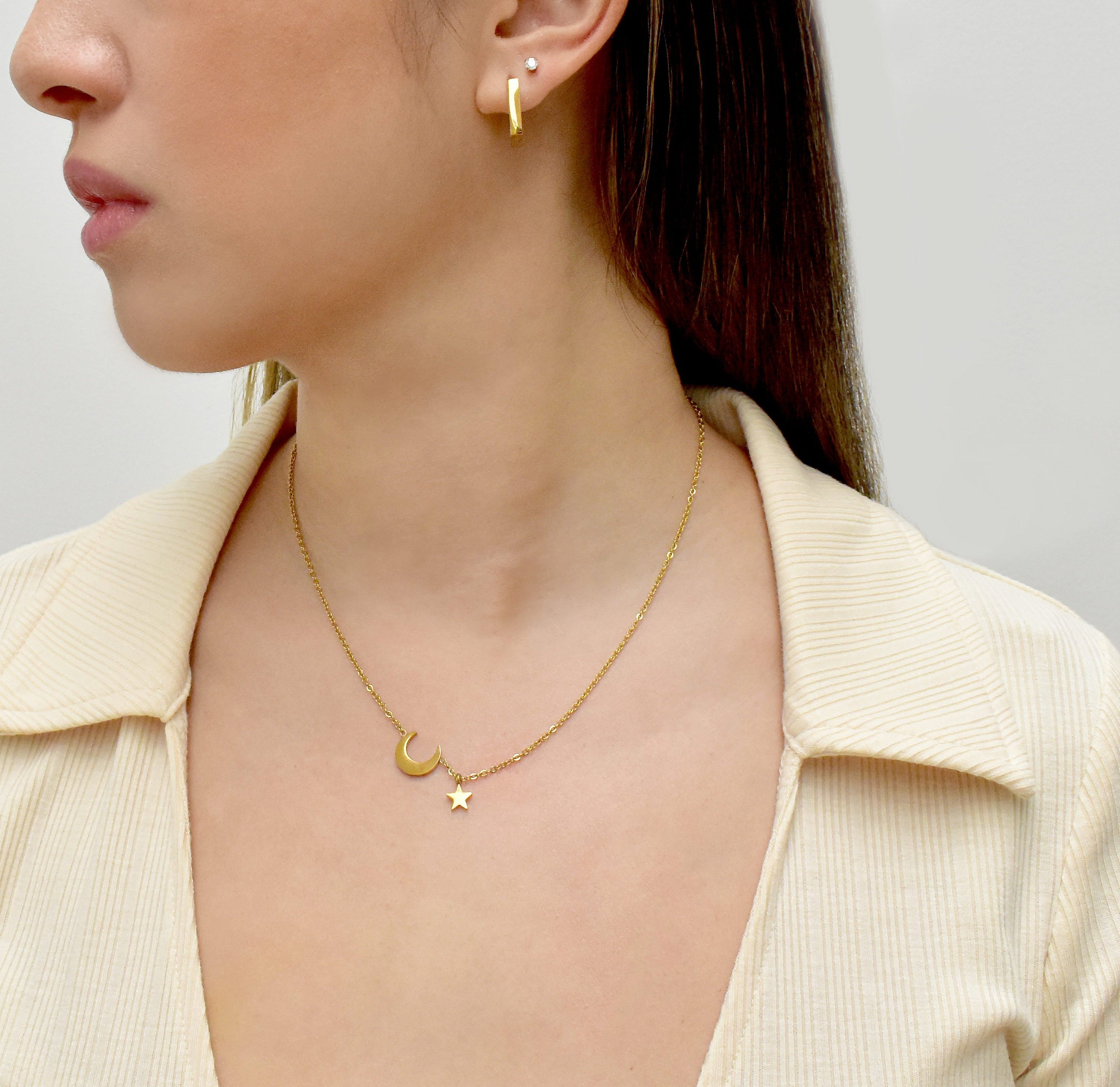 LUNA GOLD STAR AND MOON NECKLACE