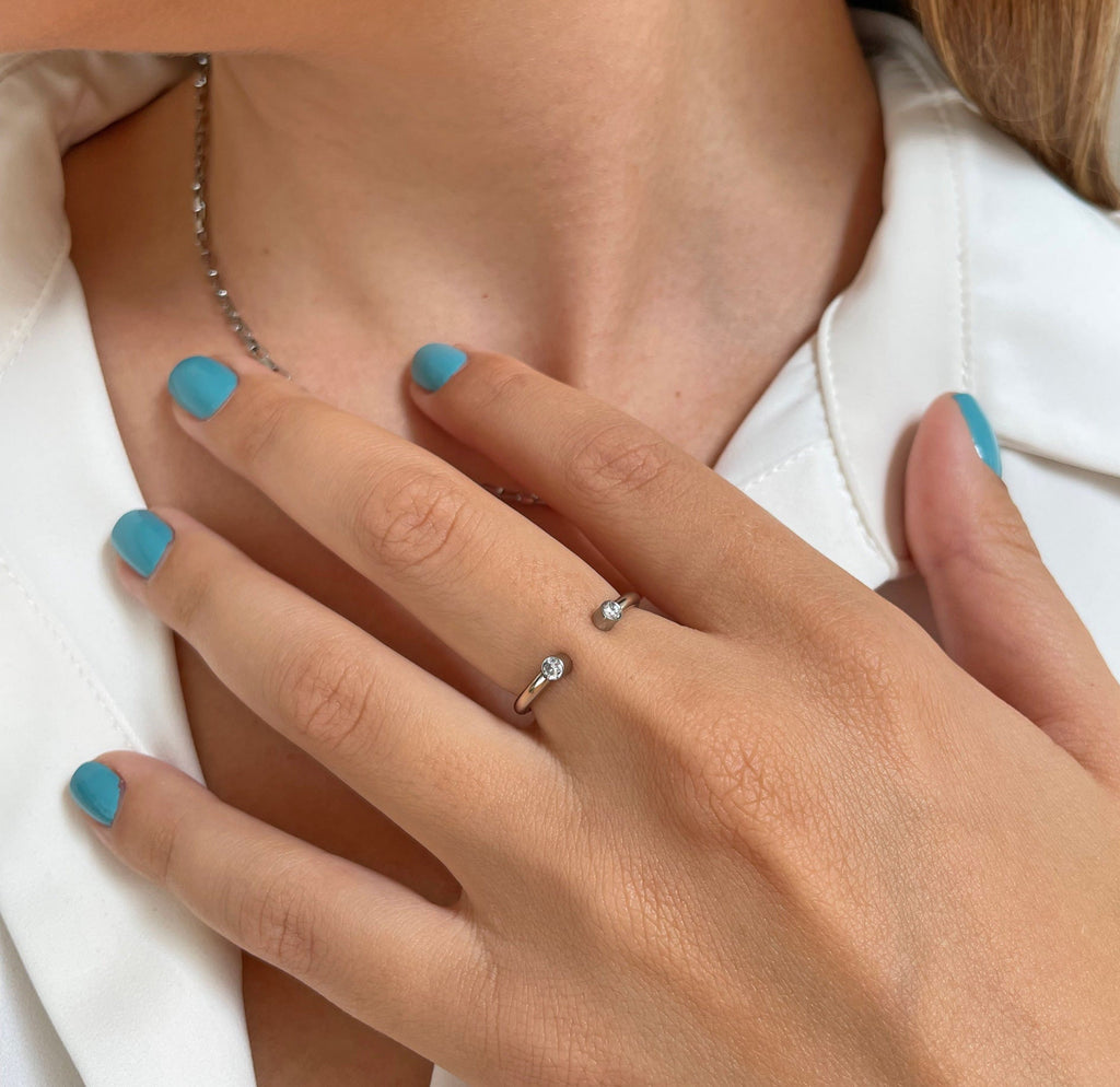 JOLIE SILVER CZ DIAMOND OPEN RING - SAMPLE