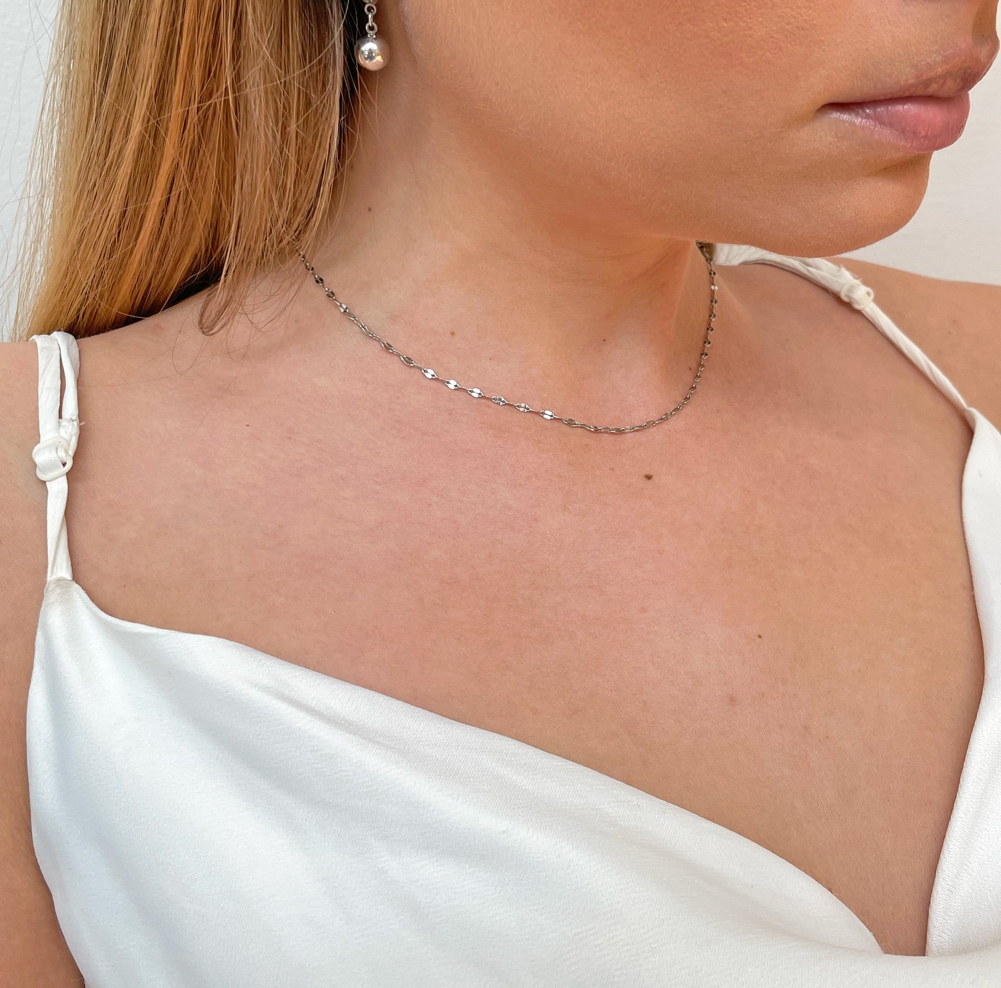 ELSIE SILVER DAINTY LACE CHAIN NECKLACE