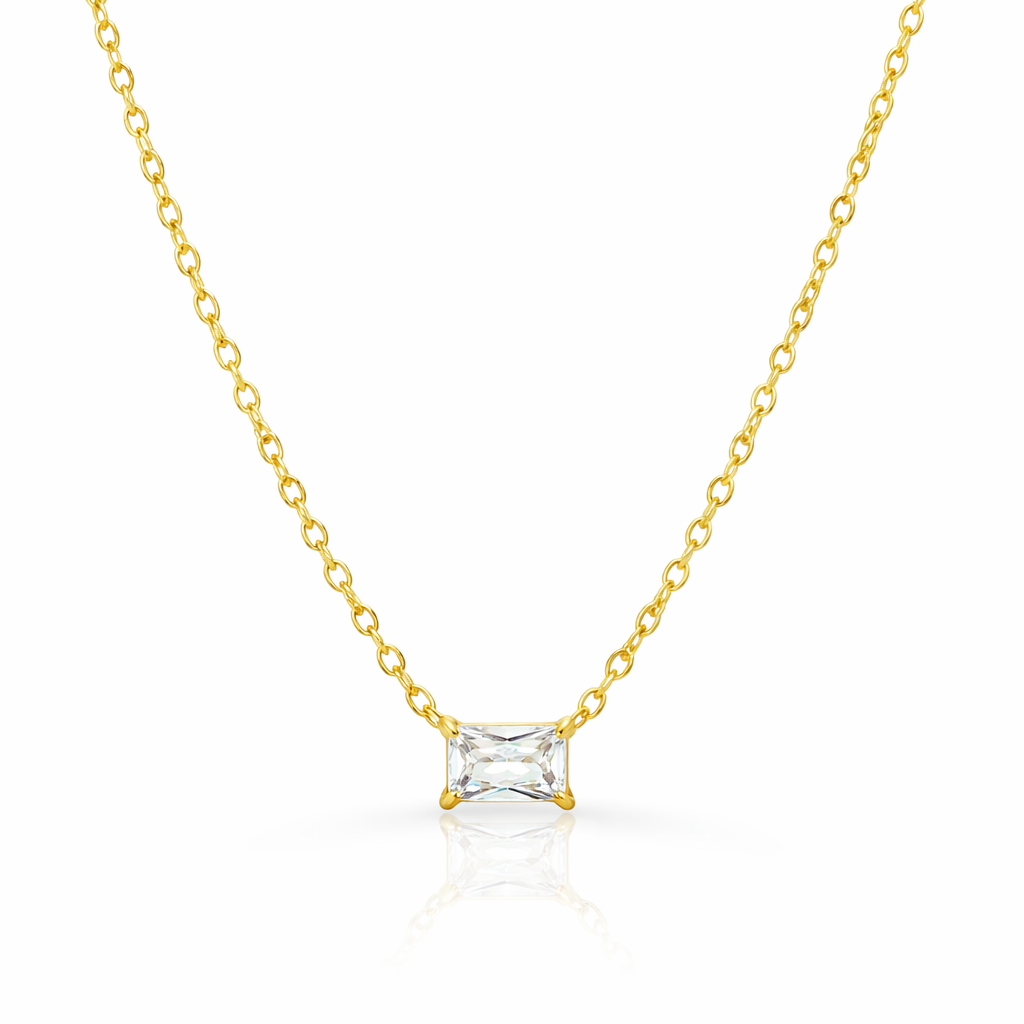 PEYTON GOLD DAINTY EMERALD CZ DIAMOND PENDANT NECKLACE