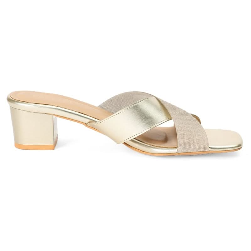 Clara - Gold Block Heels