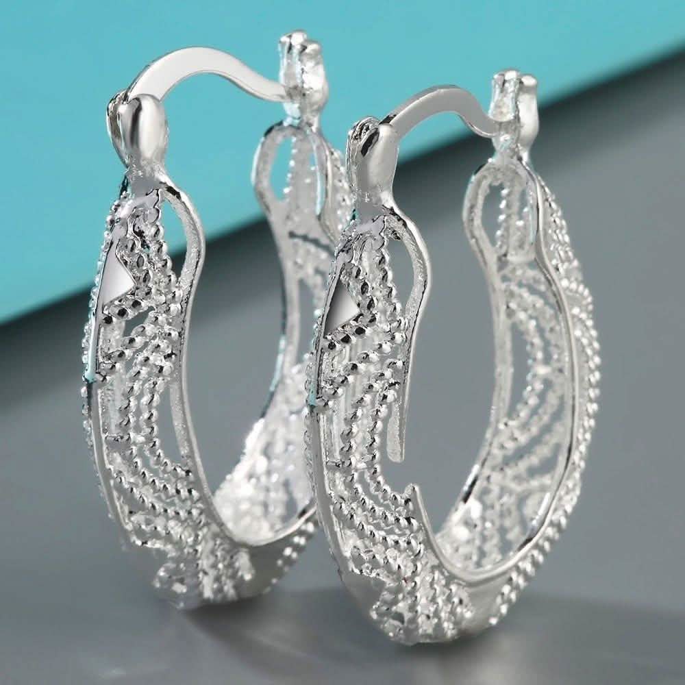Diamond Cut Fancy Filigree Hoop Earrings