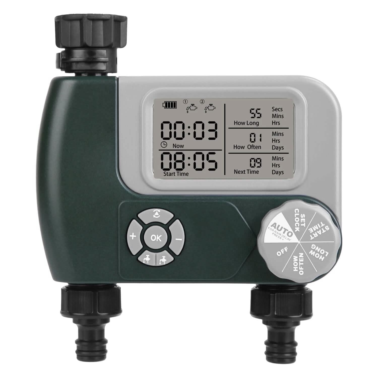 Digital Programmable Sprinkler Timer with 2 Outlet Zones