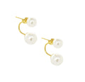 DION DOUBLE PEARL EAR JACKET STUD EARRINGS