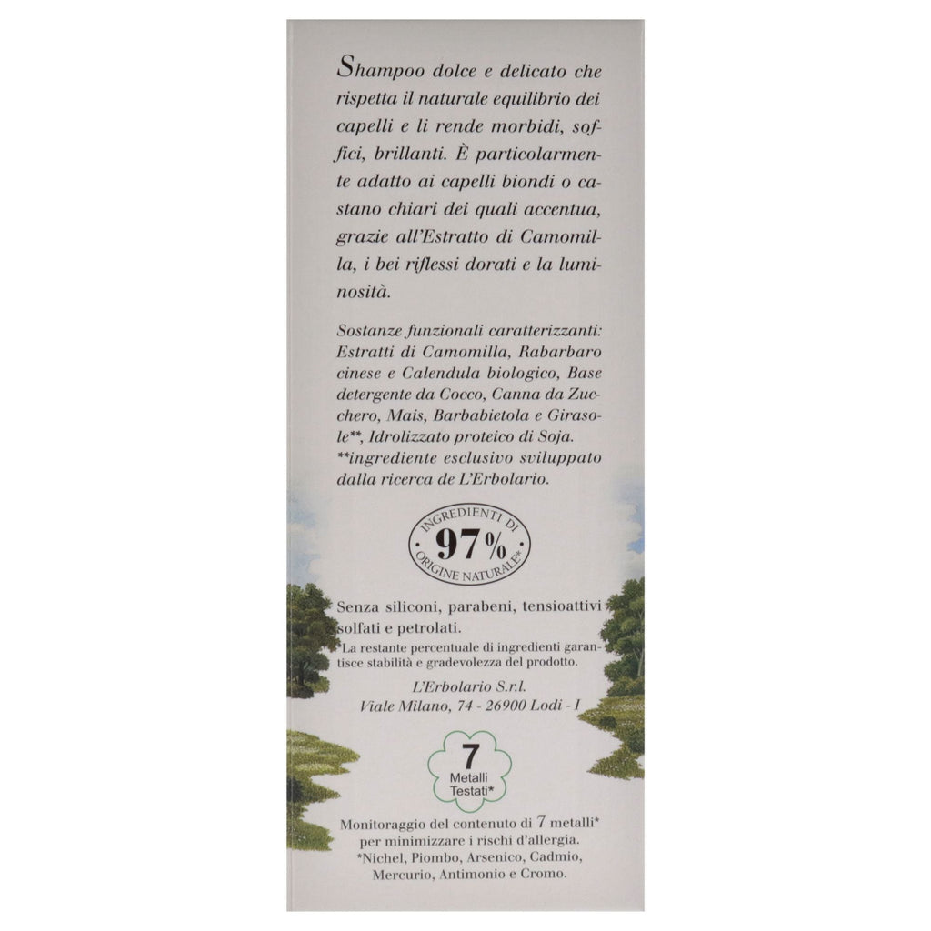 Blond and Light Brown Hair Shampoo - Chamomile by LErbolario for Unisex - 6.7 oz Shampoo