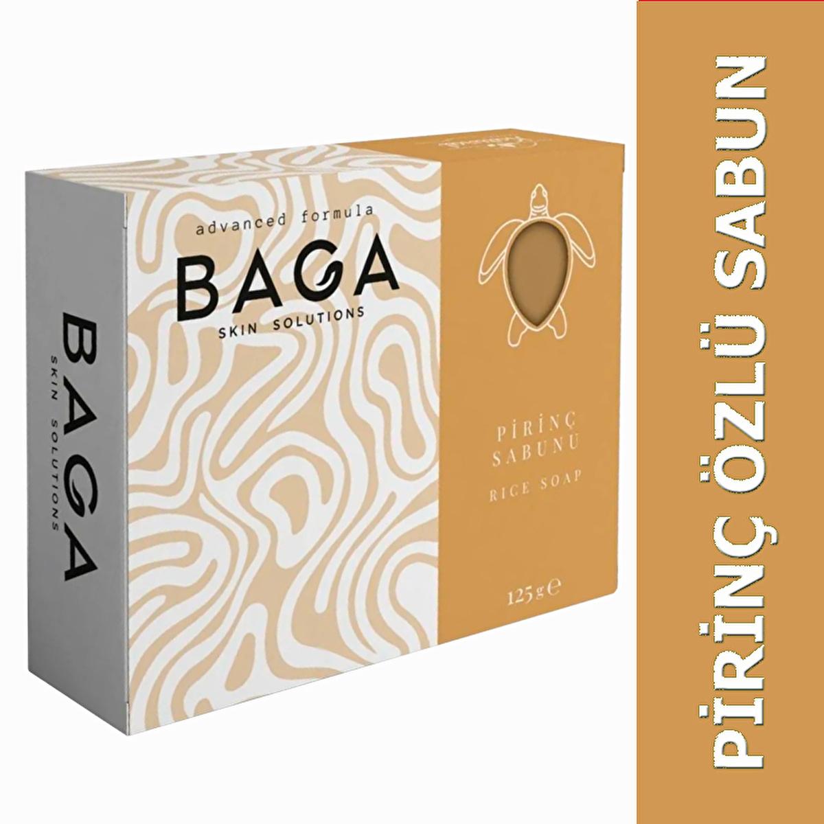 Baga Rice Soap - Natural Skin Brightening & Hair Nourishing Soap with Rice Extract & Vitamin B - Gentle Cleanser for Radiant Skin, 125g