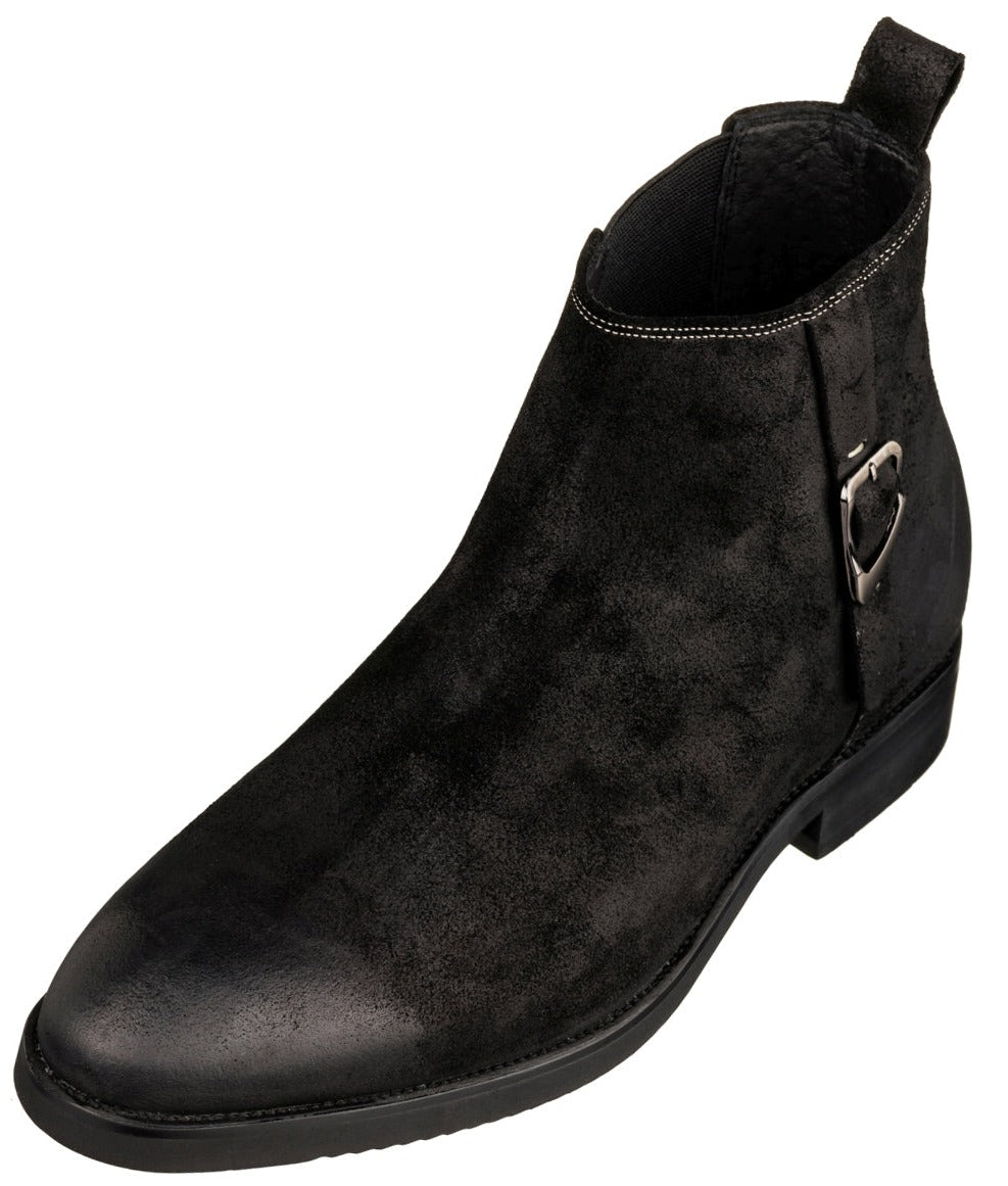 TOTO - K92081 - 3 Inches Taller (Nubuck Black) - Chelsea Ankle Boots
