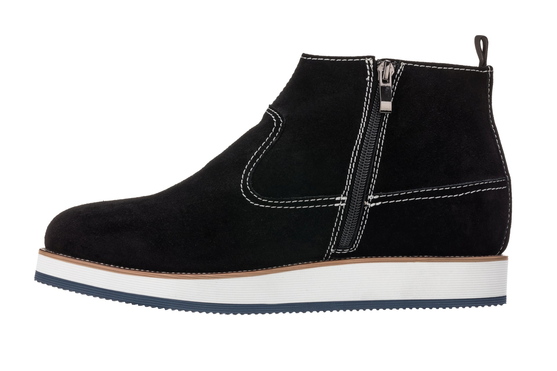 CALTO - Y30021 - 3 Inches Taller (Nubuck Black) - Zipper Boots