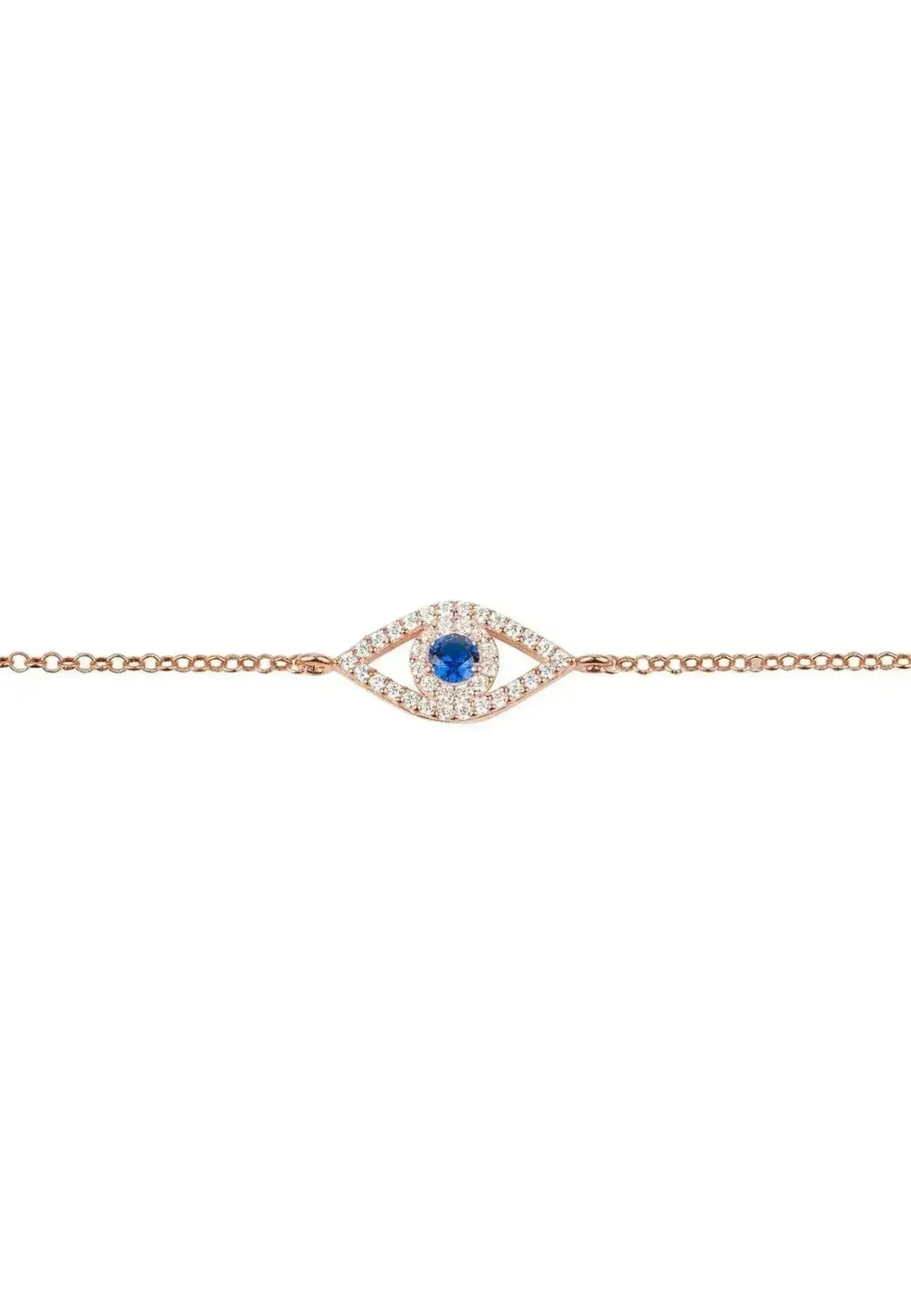 Evil Eye Elliptical Bracelet Blue Rosegold