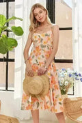 ADORA Floral Smocked Back Dress – Adjustable Strap Midi