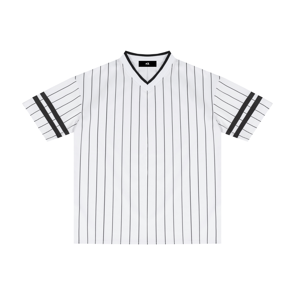 Unisex Striped Loose V-Neck T-Shirt