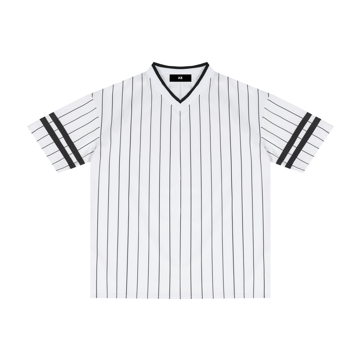 Unisex Striped Loose V-Neck T-Shirt