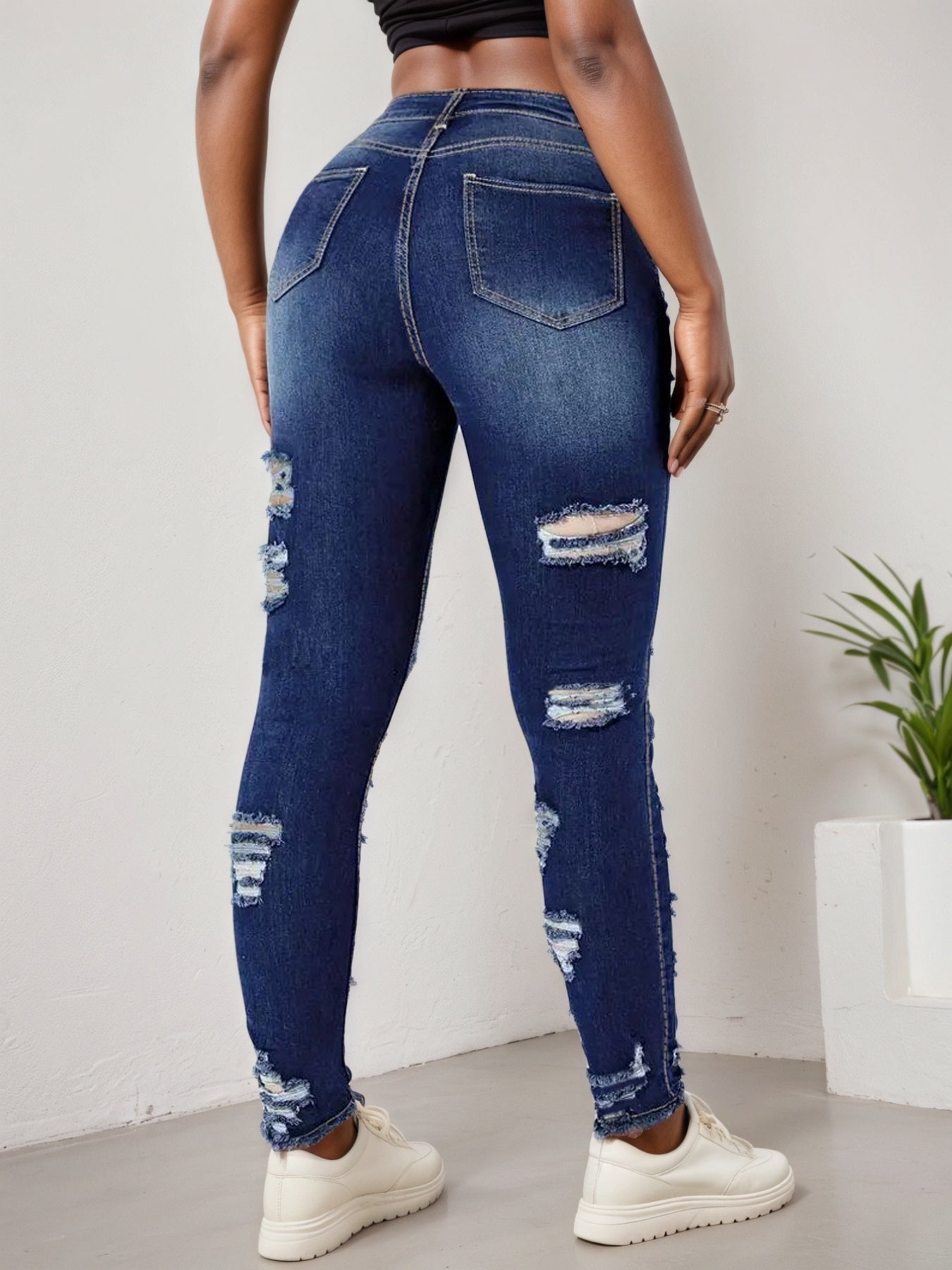 Women’s Ripped Tight Cropped Pants, New High Stretch Jeans, Fashionable And Versatile Street Style, Slim Fit Design, Women’s Jeans And Clothing