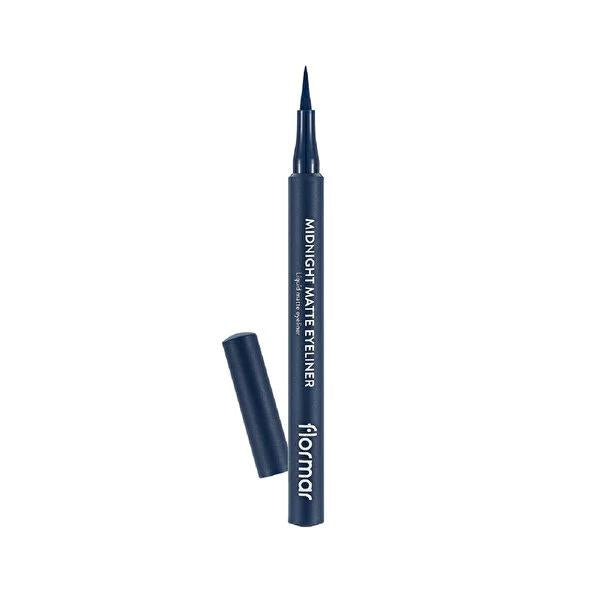 Flormar Midnight Matte Liquid Eyeliner - 003 Dark Blue - High Pigment, Smudge & Water Resistant, Long Lasting Definition