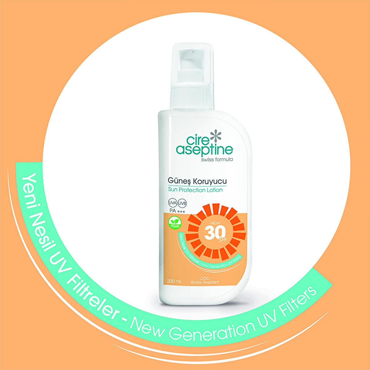 Cire Aseptine 30 SPF Vegan Sunscreen Lotion | Broad Spectrum UVA UVB Protection | Water Resistant & Sensitive Skin Friendly - 200ml/6.76 fl oz
