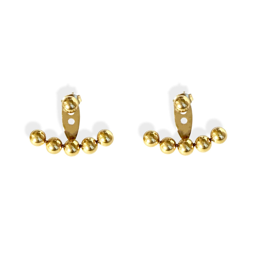 GIA GOLD BALL STUD EAR JACKET EARRINGS