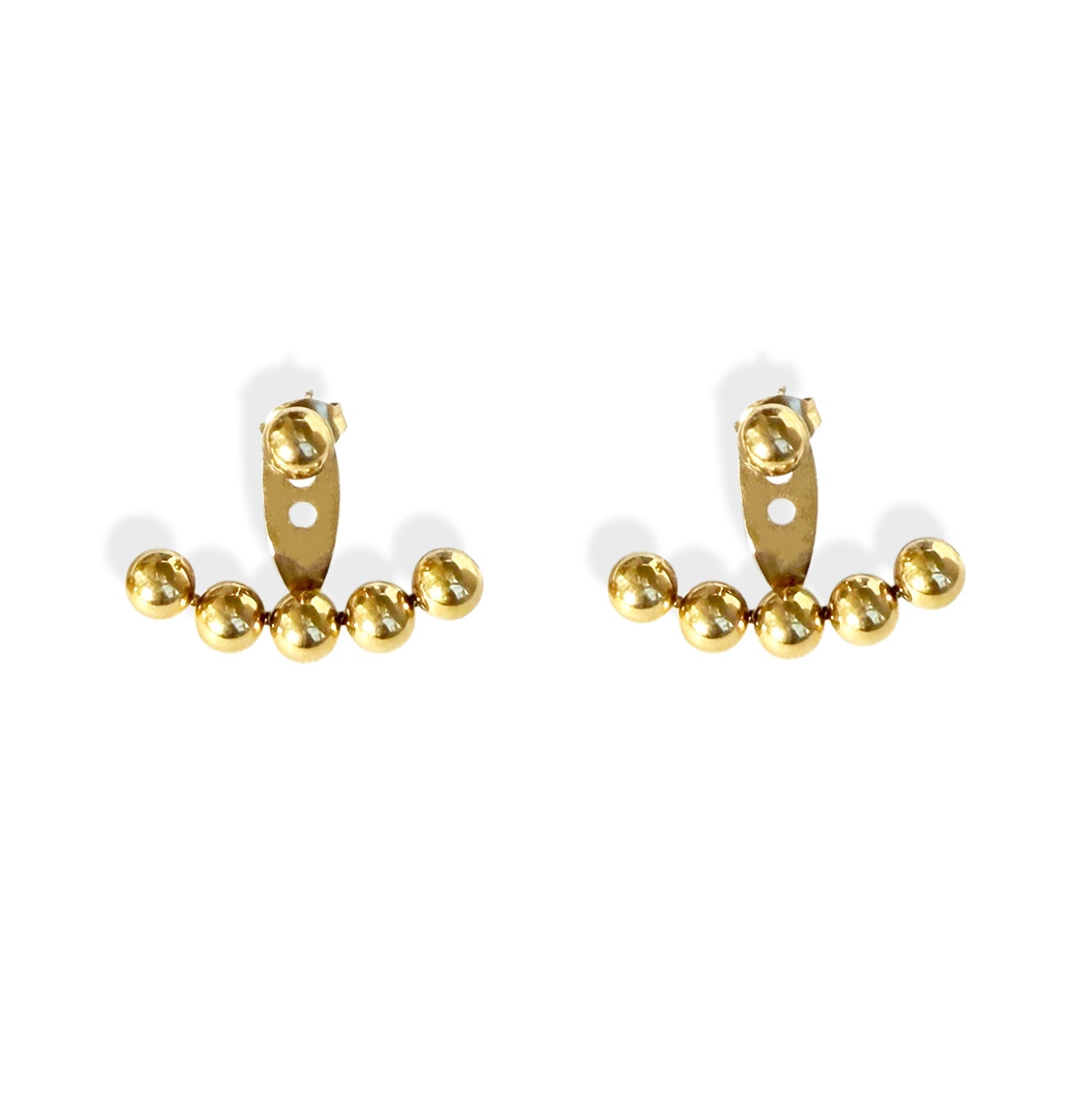 GIA GOLD BALL STUD EAR JACKET EARRINGS
