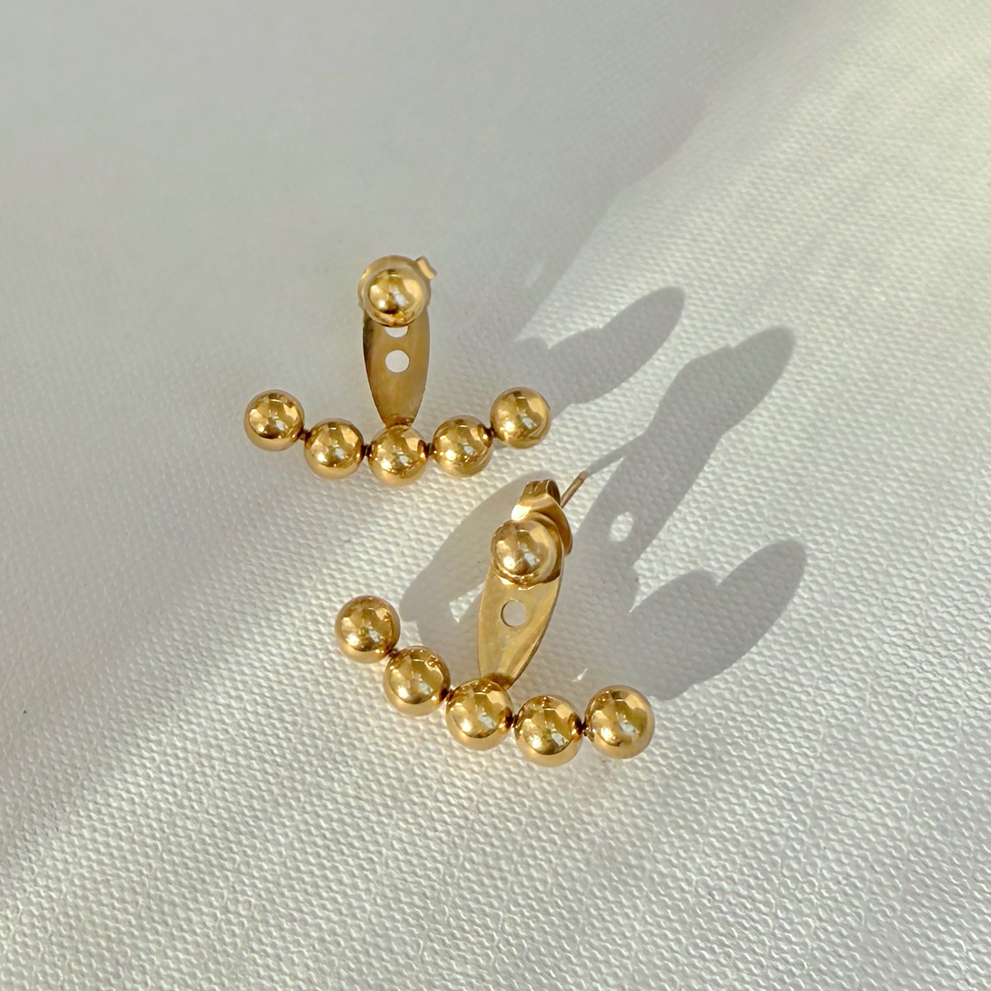 GIA GOLD BALL STUD EAR JACKET EARRINGS