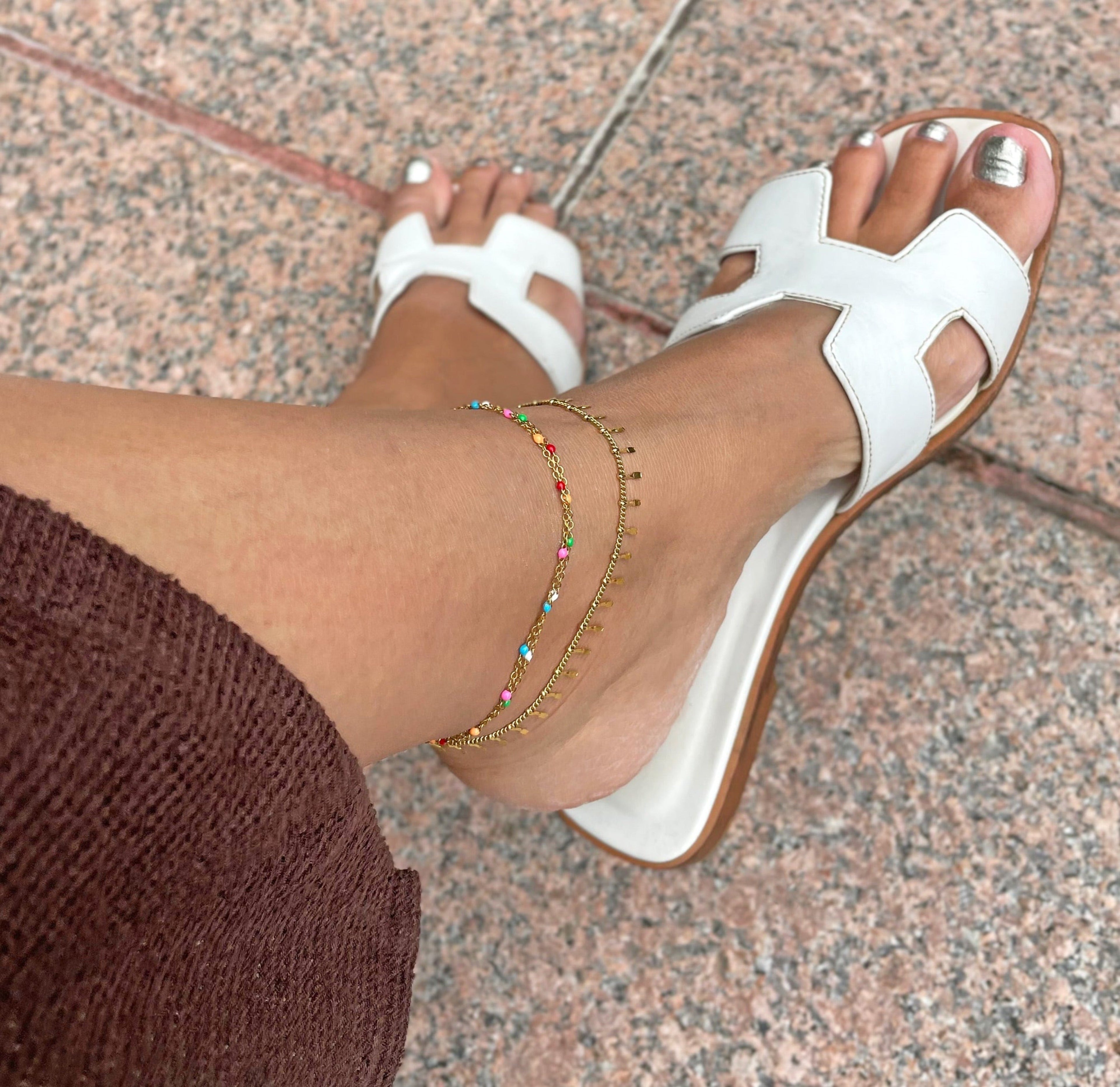PRIYA DAINTY GOLD CONFETTI CHAIN ANKLET