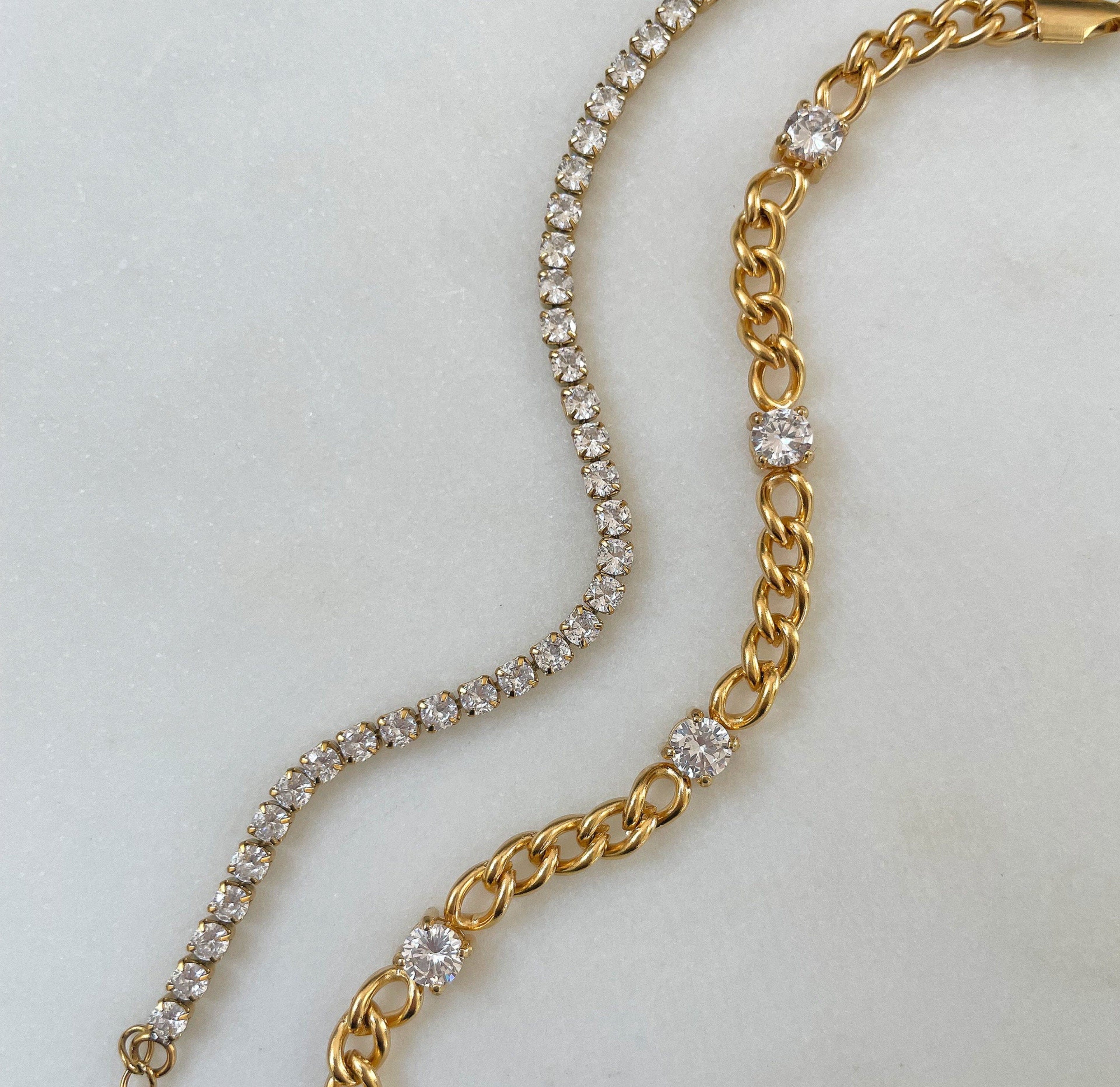 PARIS DAINTY CZ DIAMOND TENNIS BRACELET - GOLD