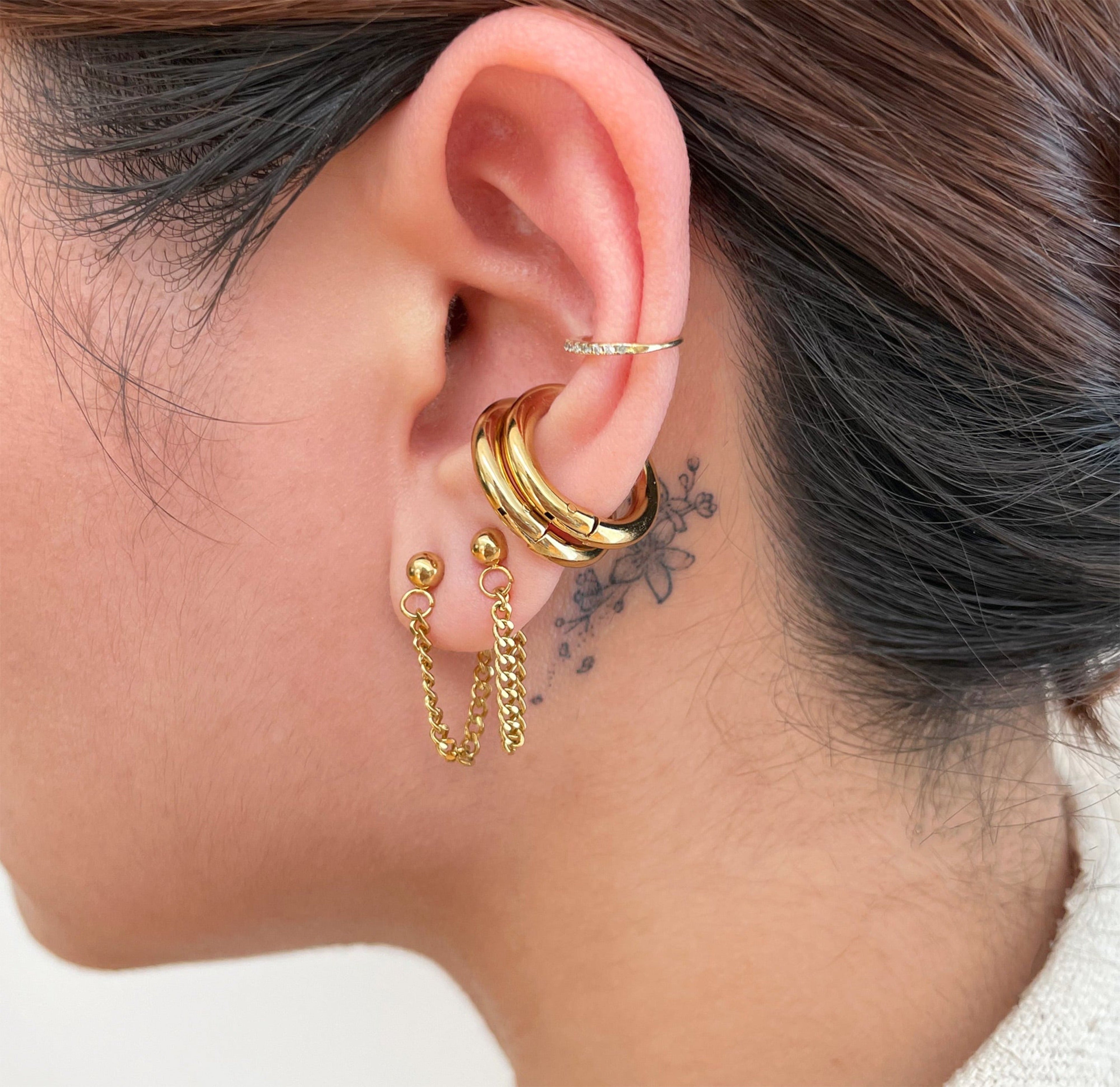 RYLIE DAINTY GOLD LOOP CHAIN EARRINGS