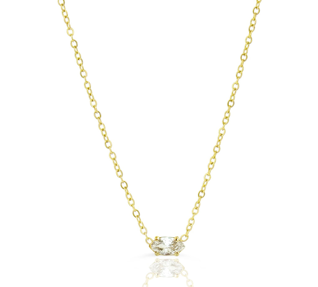 PHOEBE DAINTY GOLD MARQUIS CZ DIAMOND PENDANT NECKLACE
