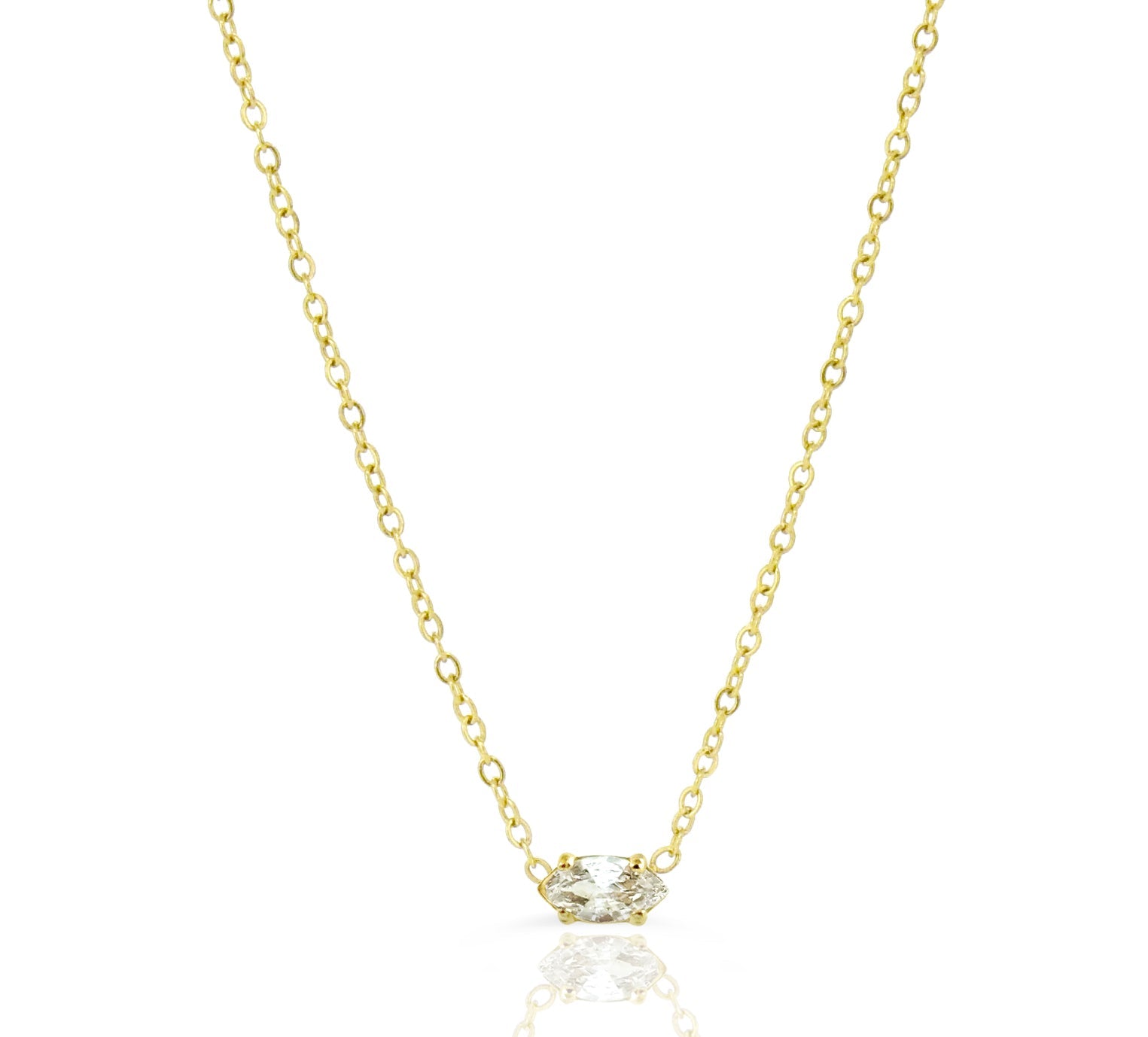 PHOEBE DAINTY GOLD MARQUIS CZ DIAMOND PENDANT NECKLACE