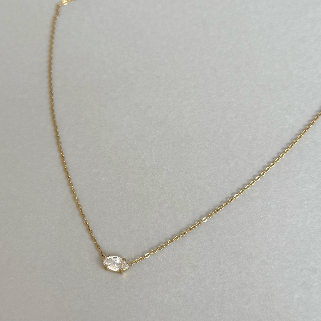 PHOEBE DAINTY GOLD MARQUIS CZ DIAMOND PENDANT NECKLACE