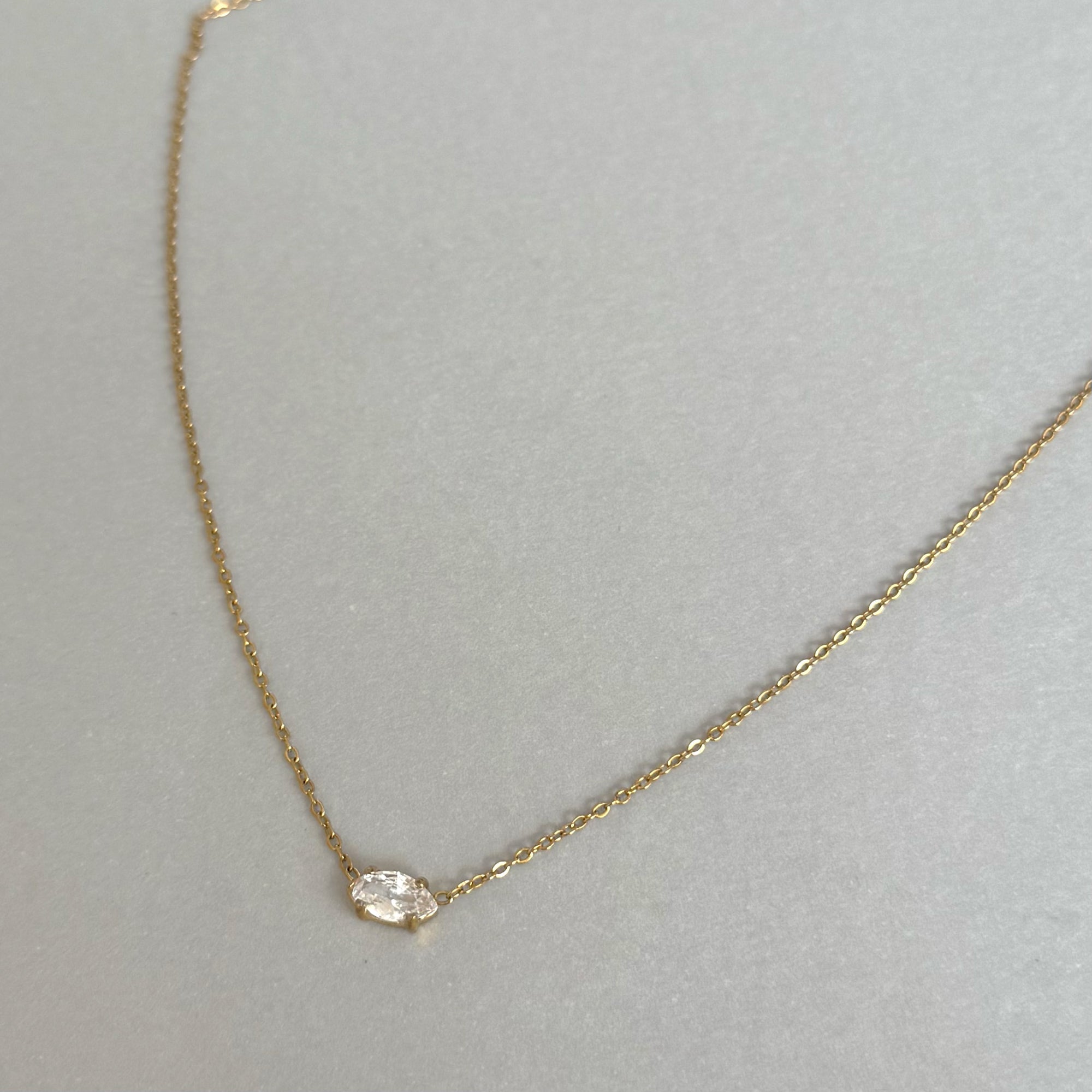PHOEBE DAINTY GOLD MARQUIS CZ DIAMOND PENDANT NECKLACE