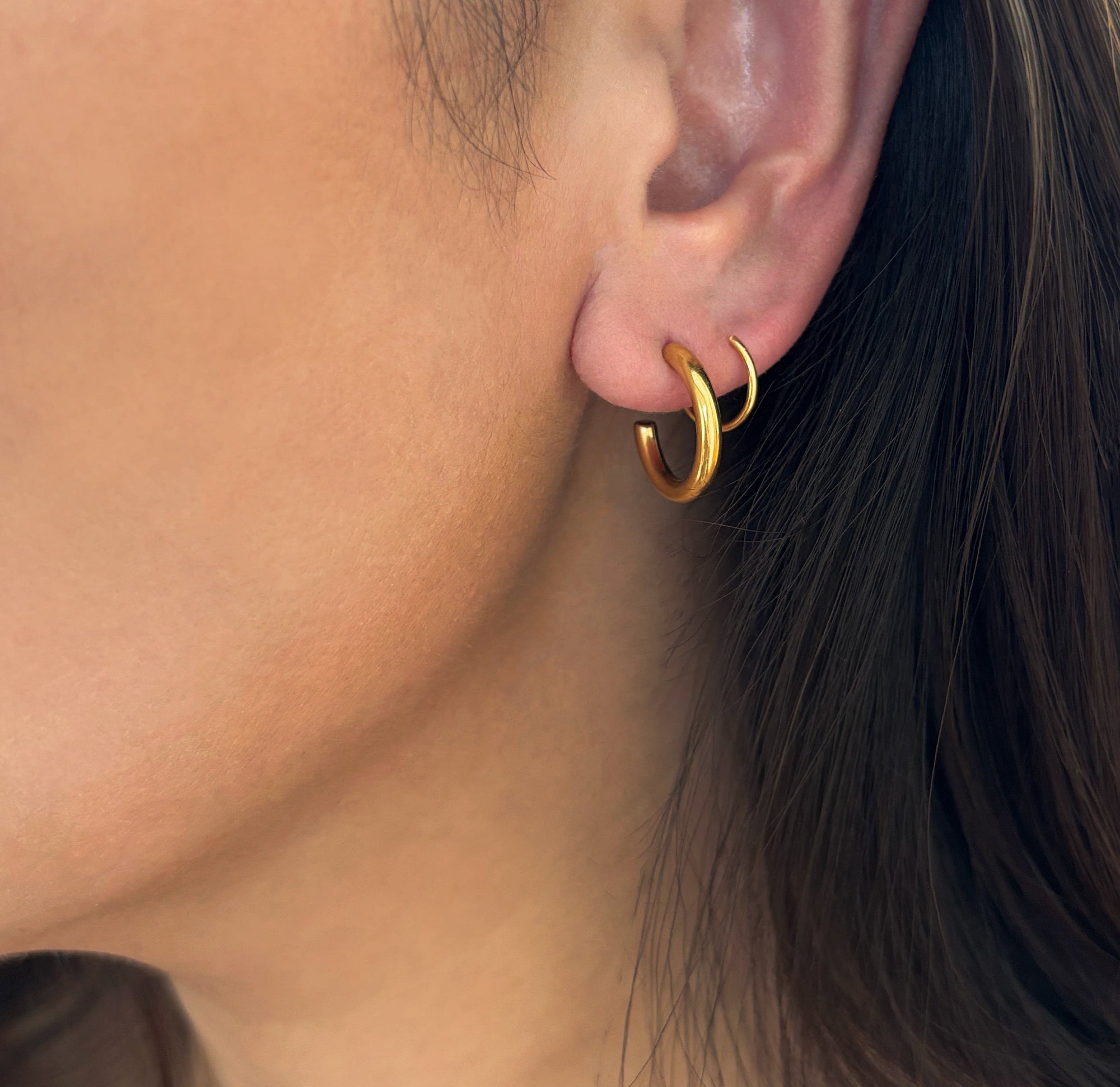 MICKY DOUBLE HUGGIE HOOP EARRINGS 2 IN 1