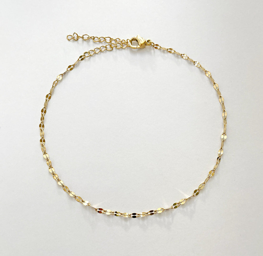 ELSIE DAINTY GOLD LACE CHAIN ANKLET