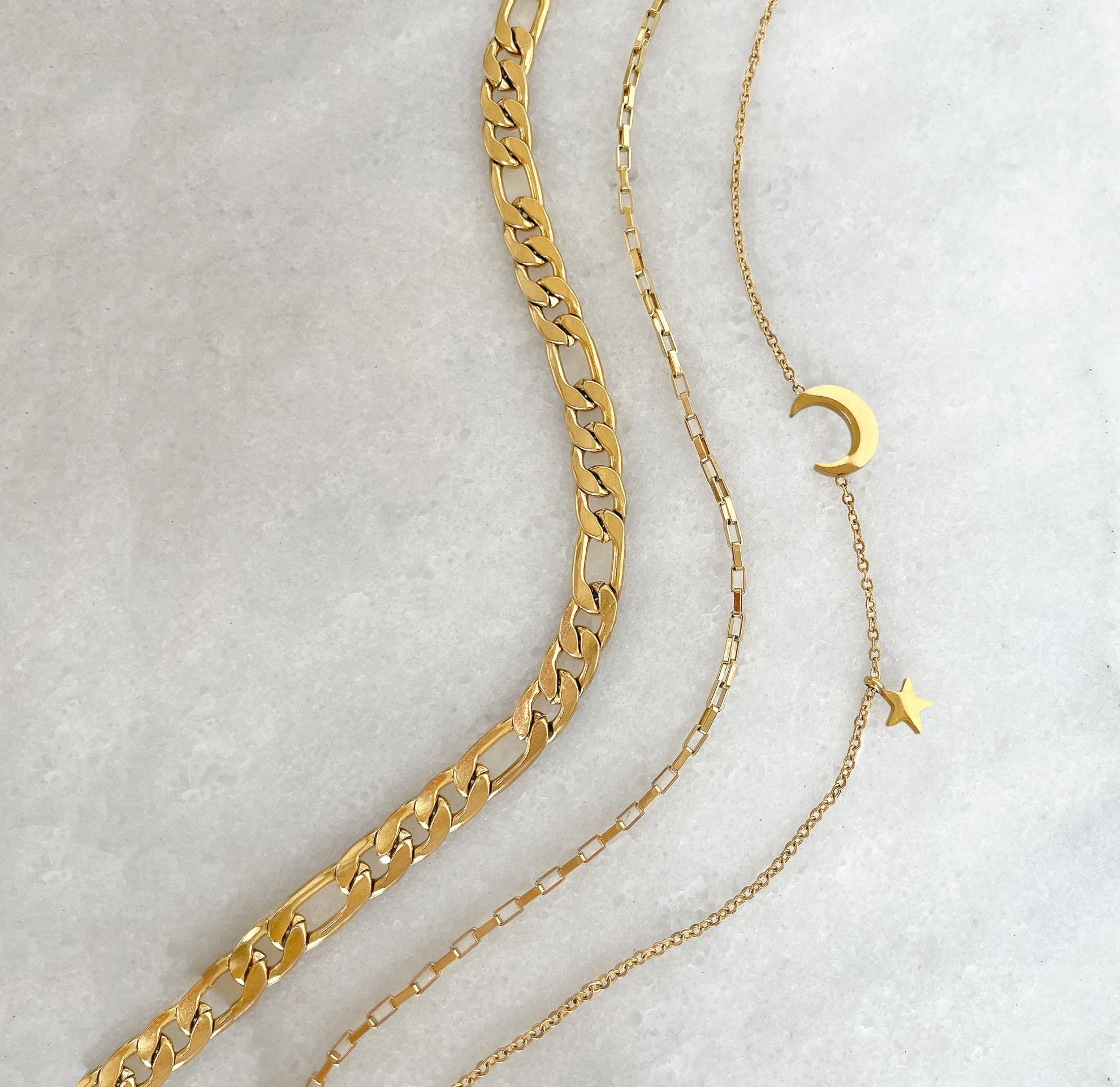 LUNA GOLD STAR AND MOON NECKLACE