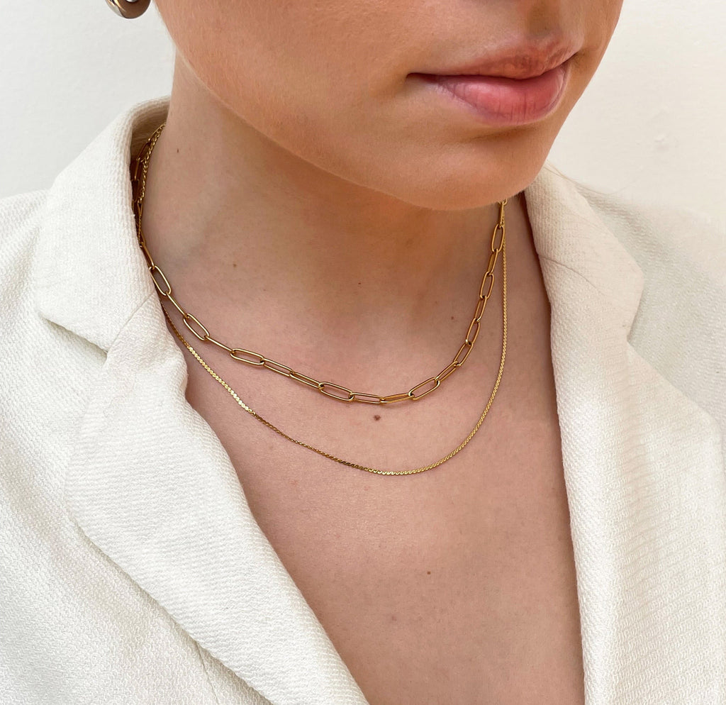 RICKY GOLD PAPERCLIP CHAIN NECKLACE