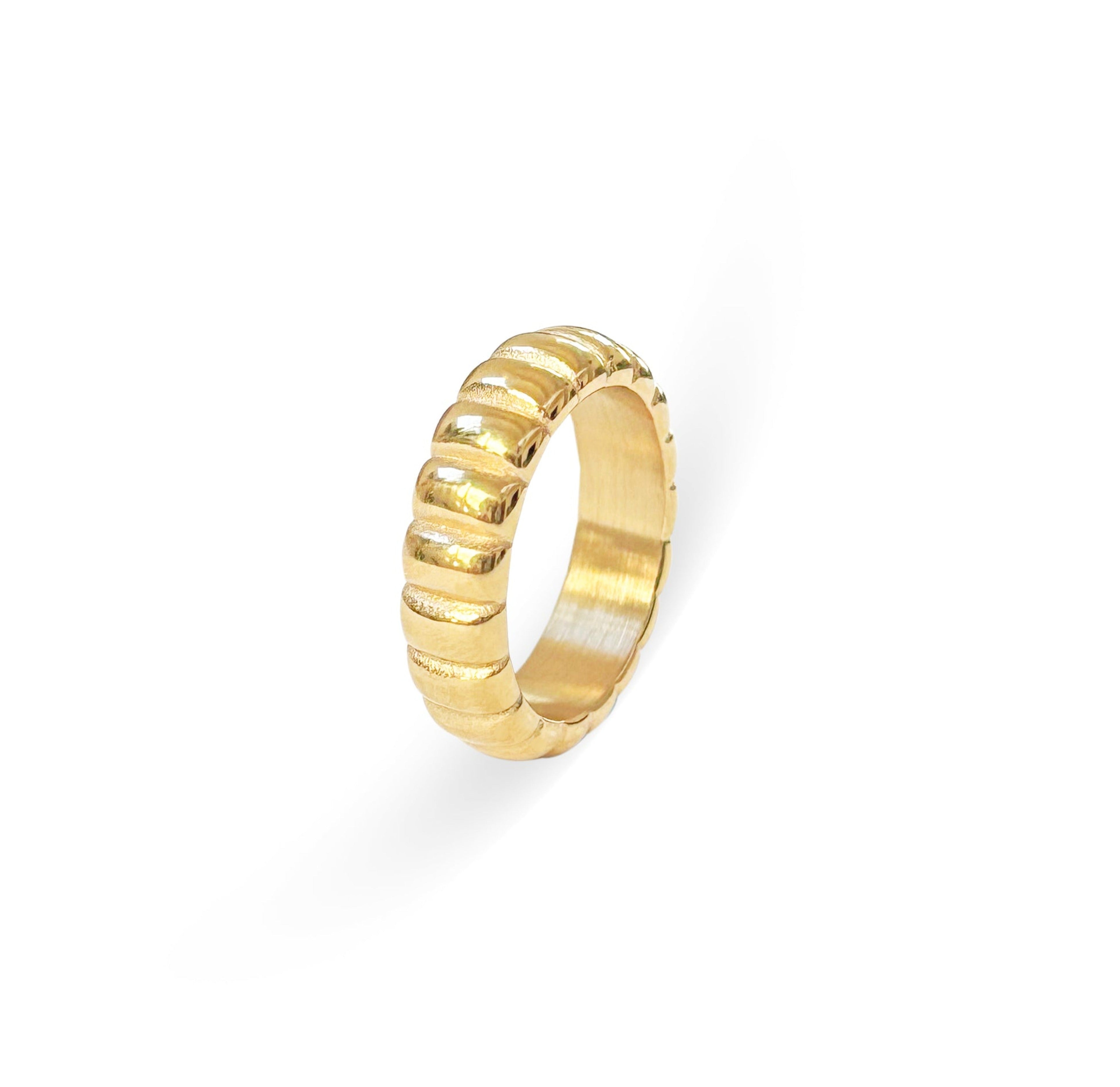HARRIET GOLD RIBBED RING BAND