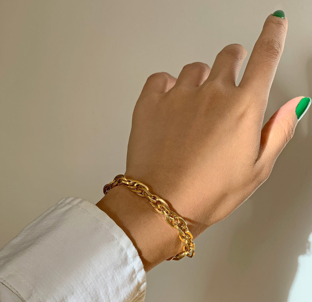 GEMMA GOLD CHUNKY ROPE CHAIN BRACELET