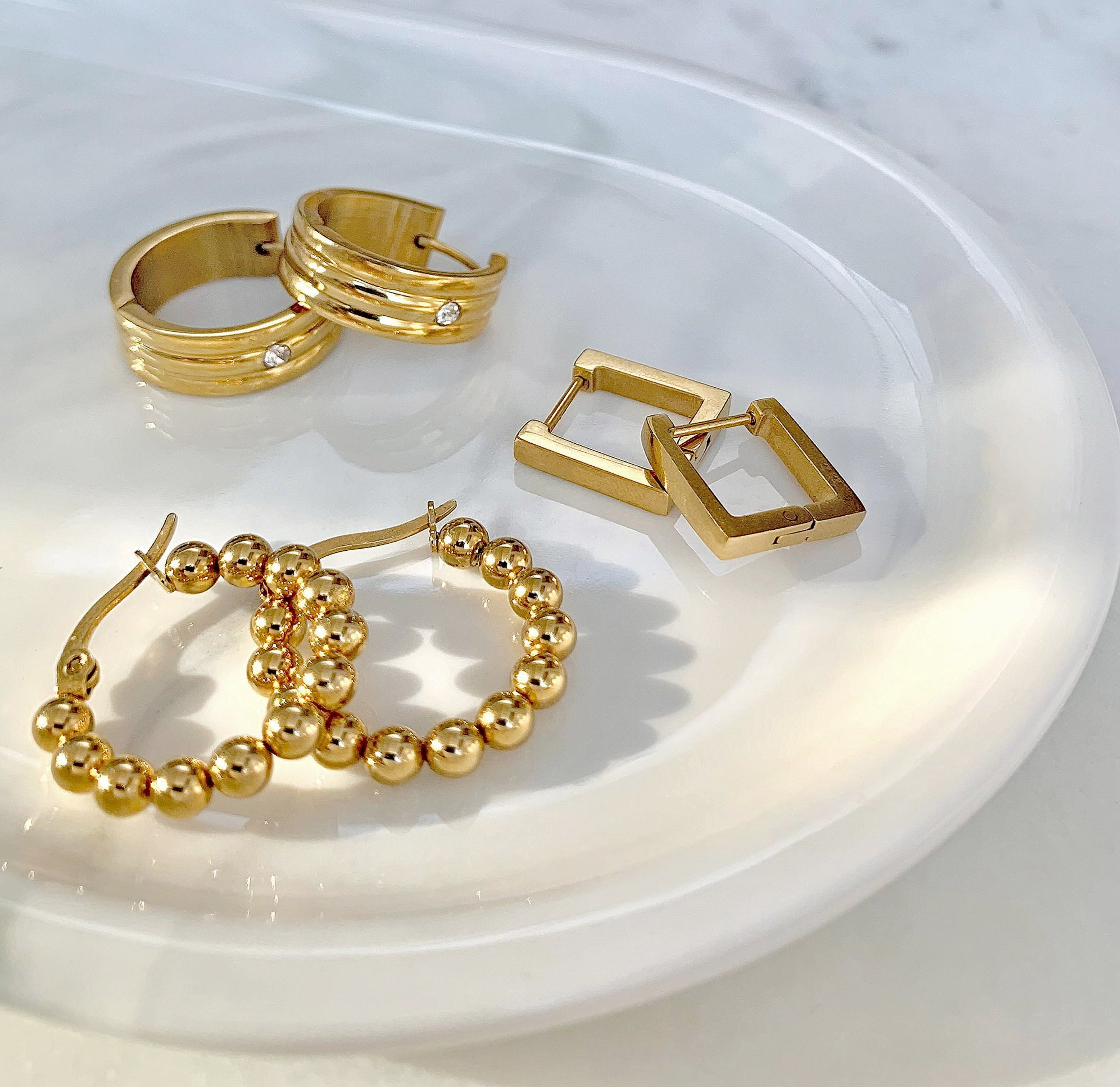 ROCCO SMALL GOLD BEADED HOOP EARRINGS