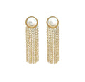 LOLITA GOLD PEARL TASSEL CHAIN EARRINGS