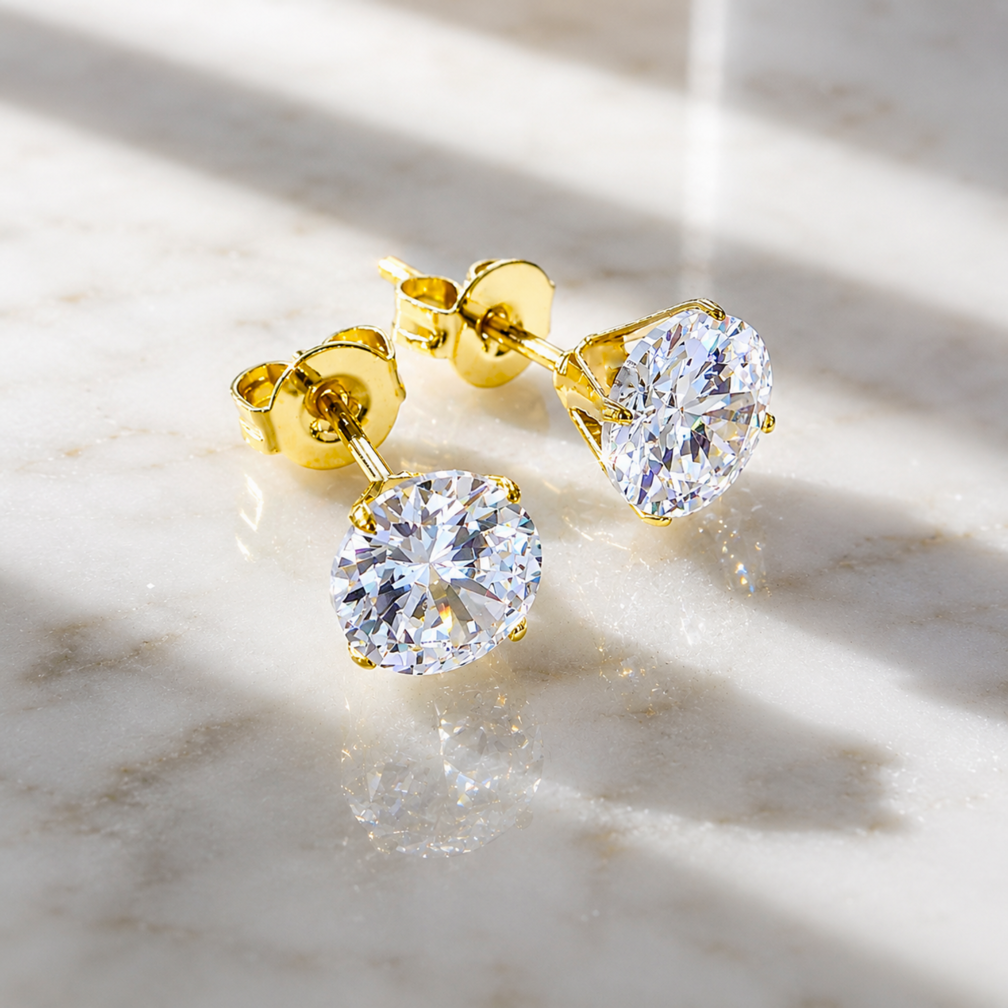 PARIS GOLD CZ STUD EARRINGS