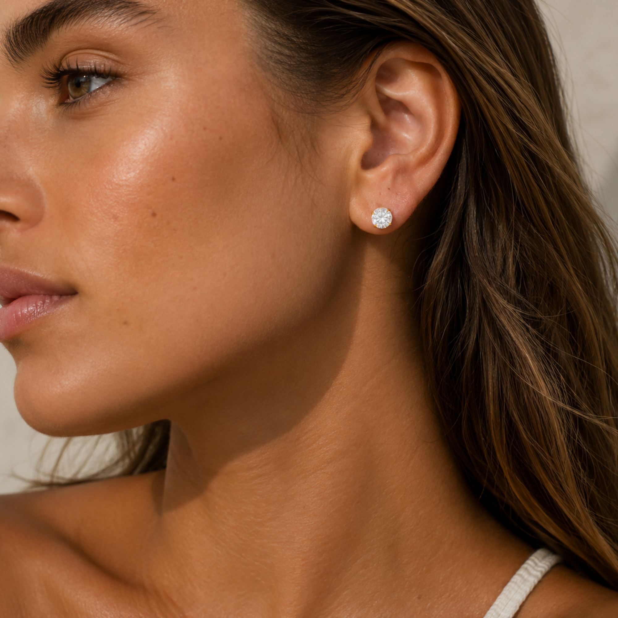 PARIS GOLD CZ STUD EARRINGS