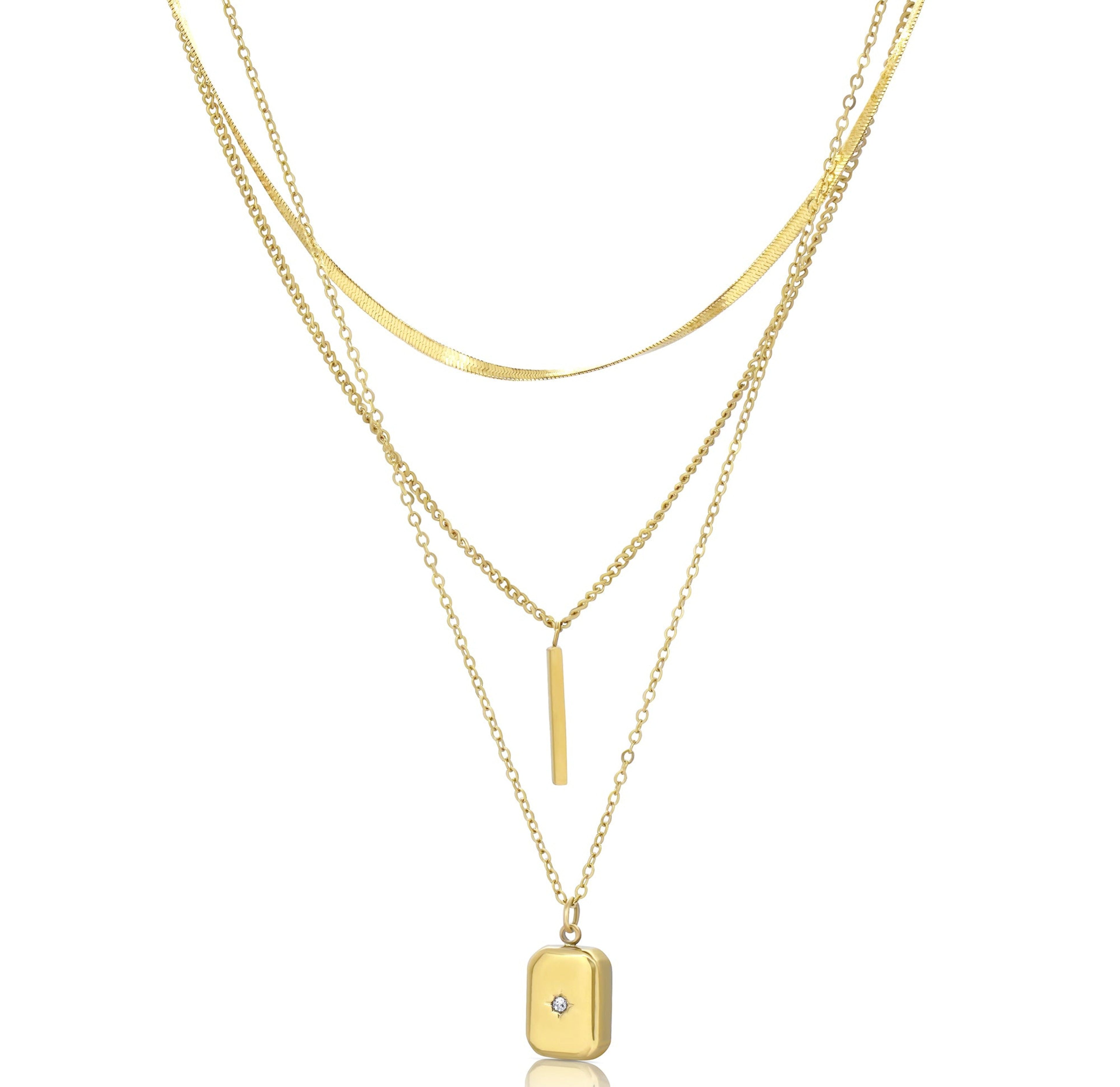 GABRIELLE GOLD STARBURST STACK NECKLACE