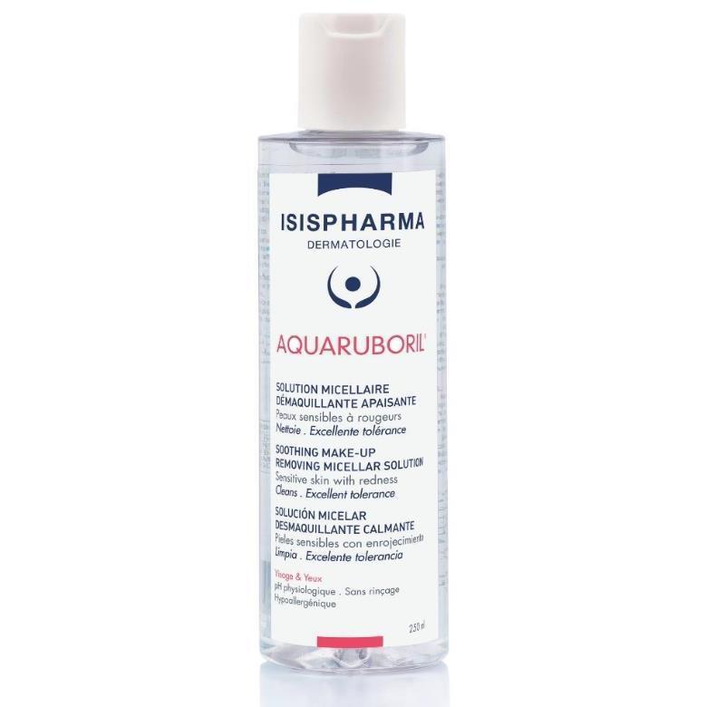 Isis Pharma Aquaruboril: Gentle Micellar Water Makeup Remover for Sensitive Skin | No Rinse, Soothing Facial Cleanser