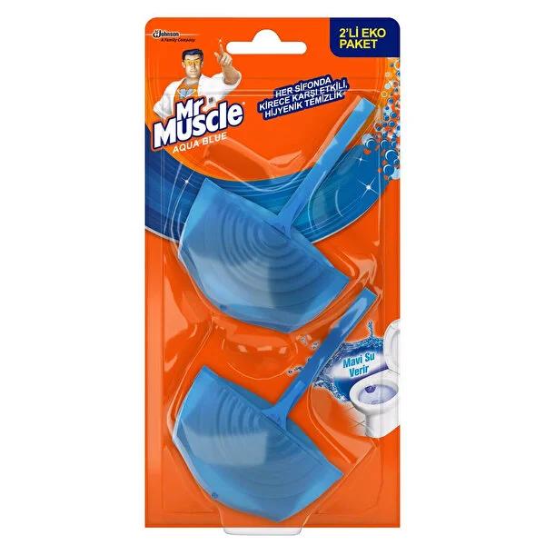 Mr. Muscle Aqua Blue Toilet Bowl Cleaner 2-Pack: Automatic, Fresh Scent, Hygienic Cleaning for a Sparkling Bathroom