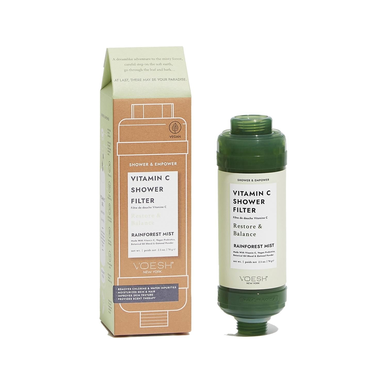 Voesh New York Vitamin C Shower Filter - Enhances Skin & Hair Health, Eco-Friendly Rainforest Packaging
