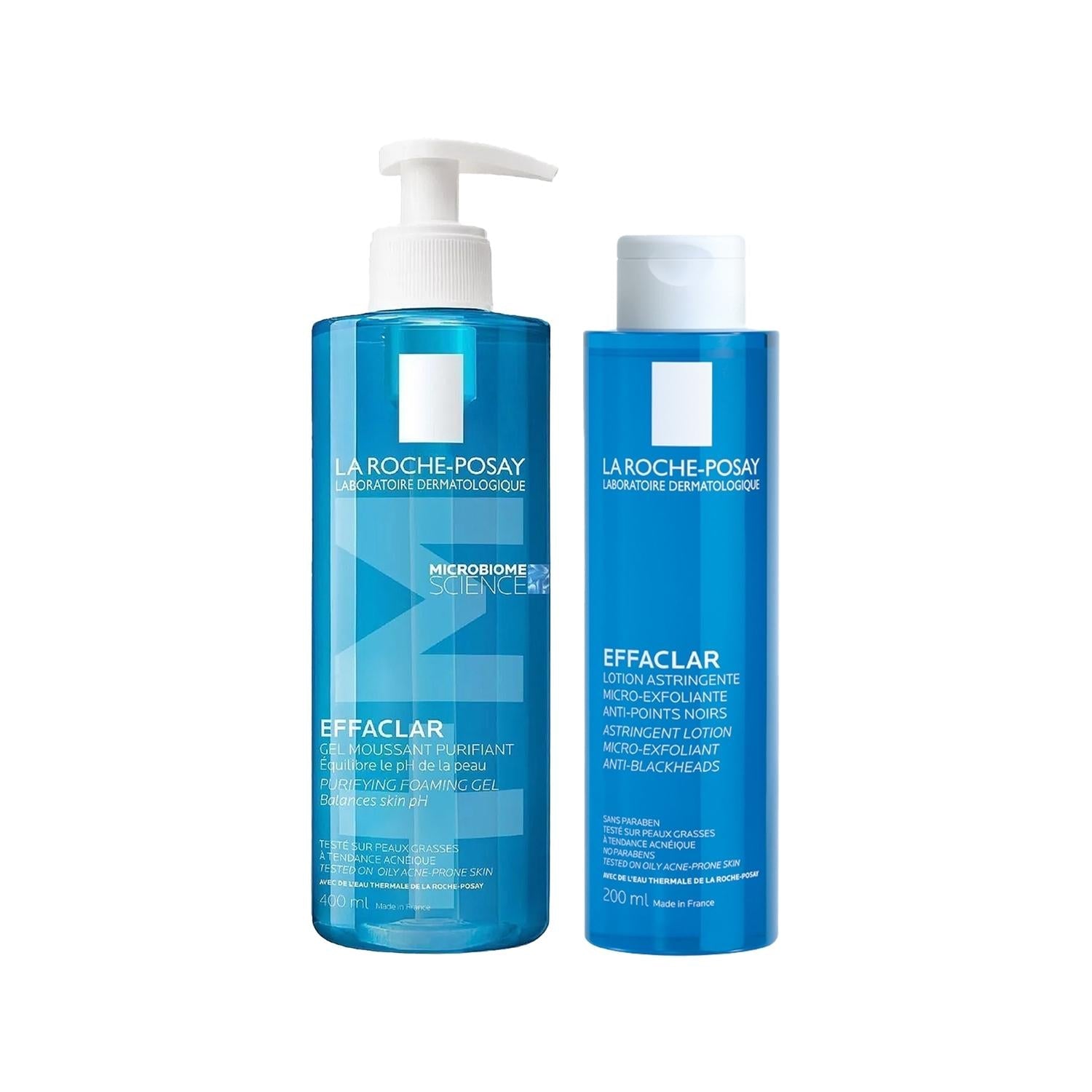 La Roche Posay Effaclar Skincare Set for Oily Skin - Gentle Cleanser & Pore Tightening Solution
